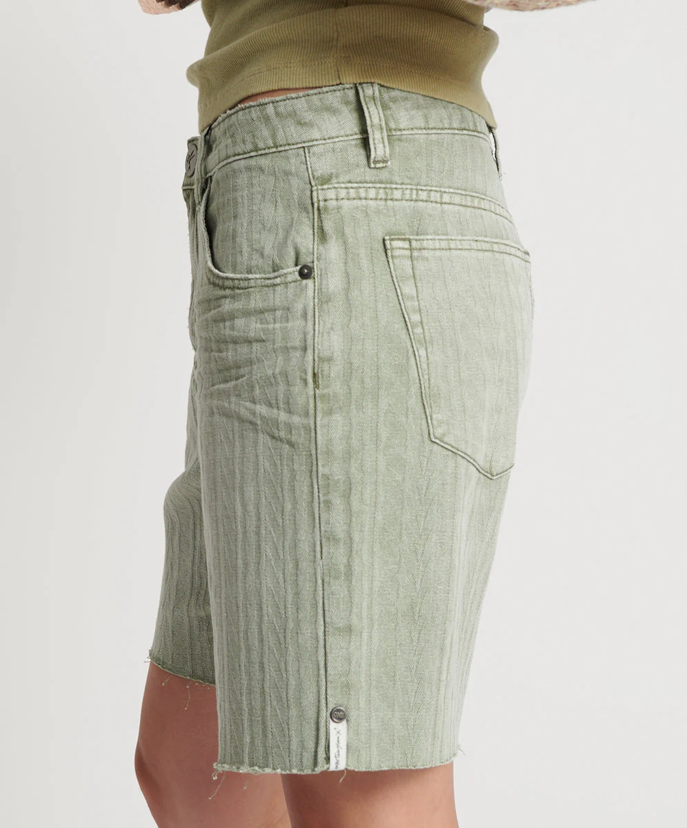 Jacksons Mid Waist Wide Leg Denim Shorts - Khaki - Image 3