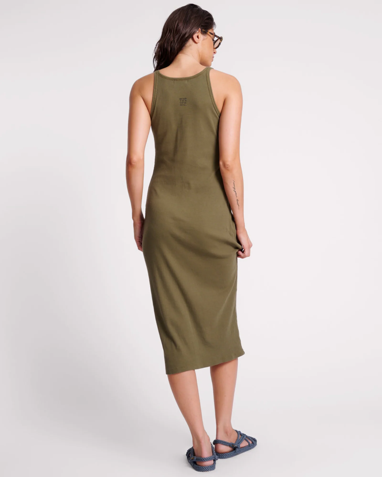 One Teaspoon Ribbed Singlet Midi Dress - Khaki - Image 3