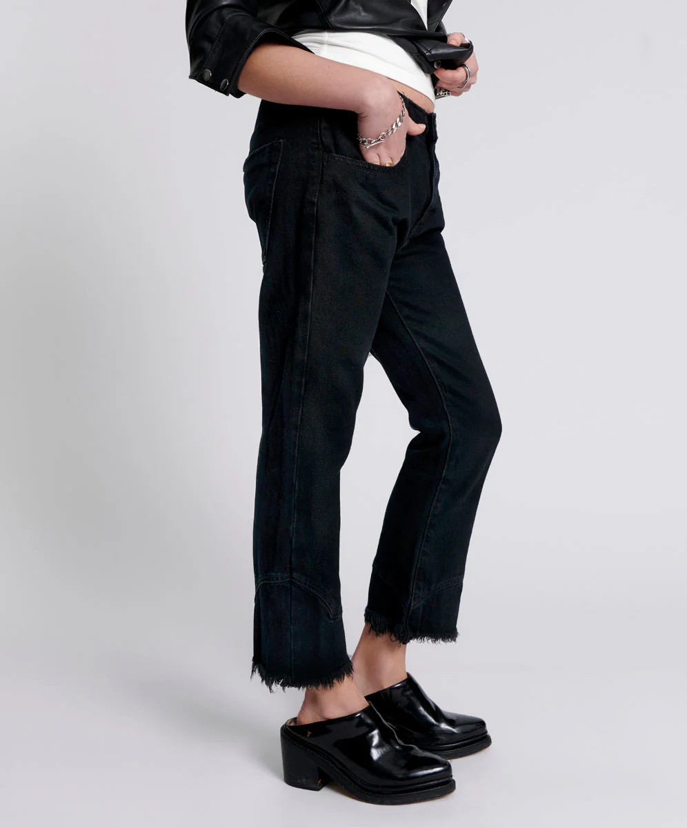 Kicks Low Waist Kick Flared Denim Jeans - Black Oak - Image 4