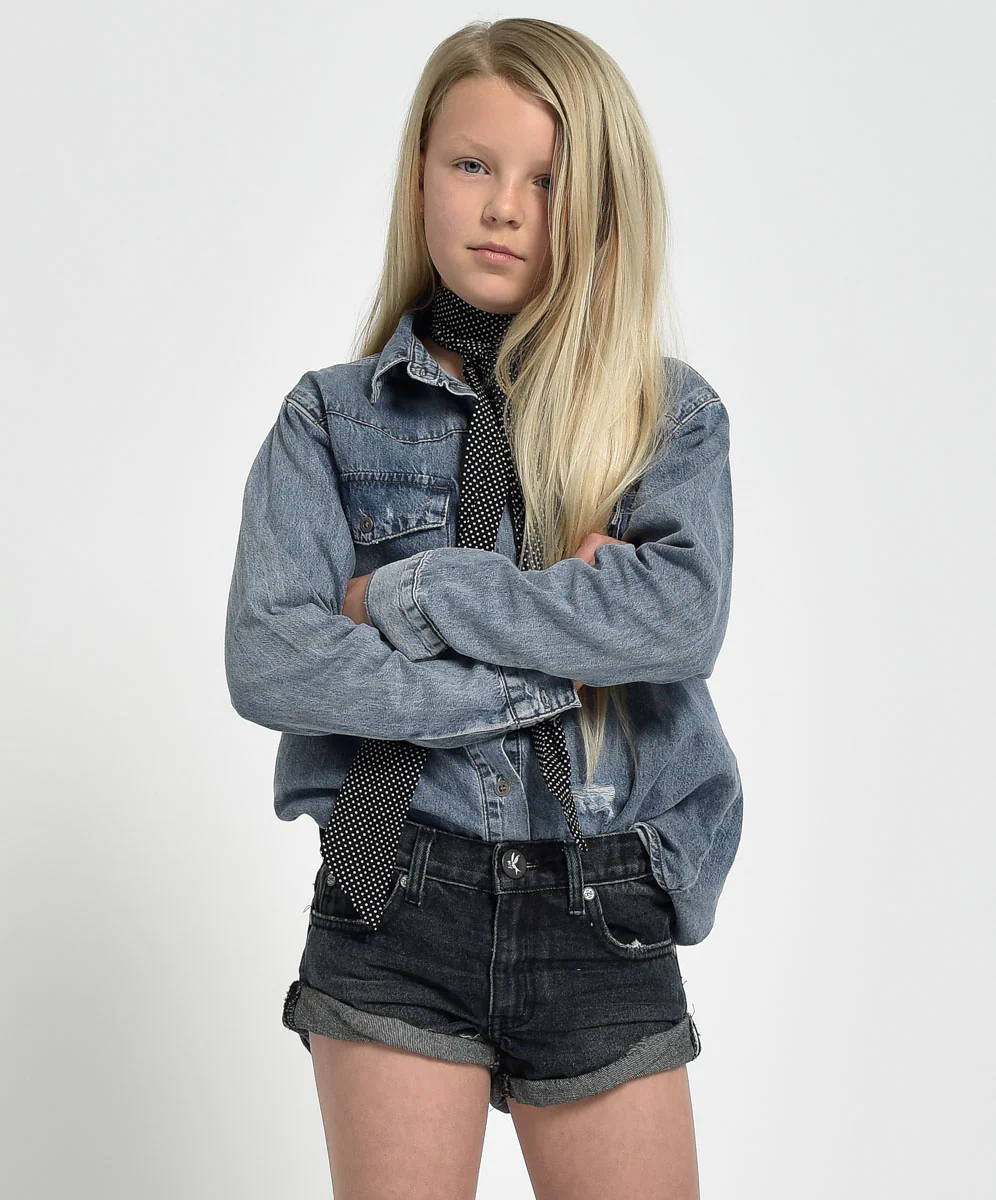 Kids Bandits Low Waist Denim Shorts - Fox Black - Image 2