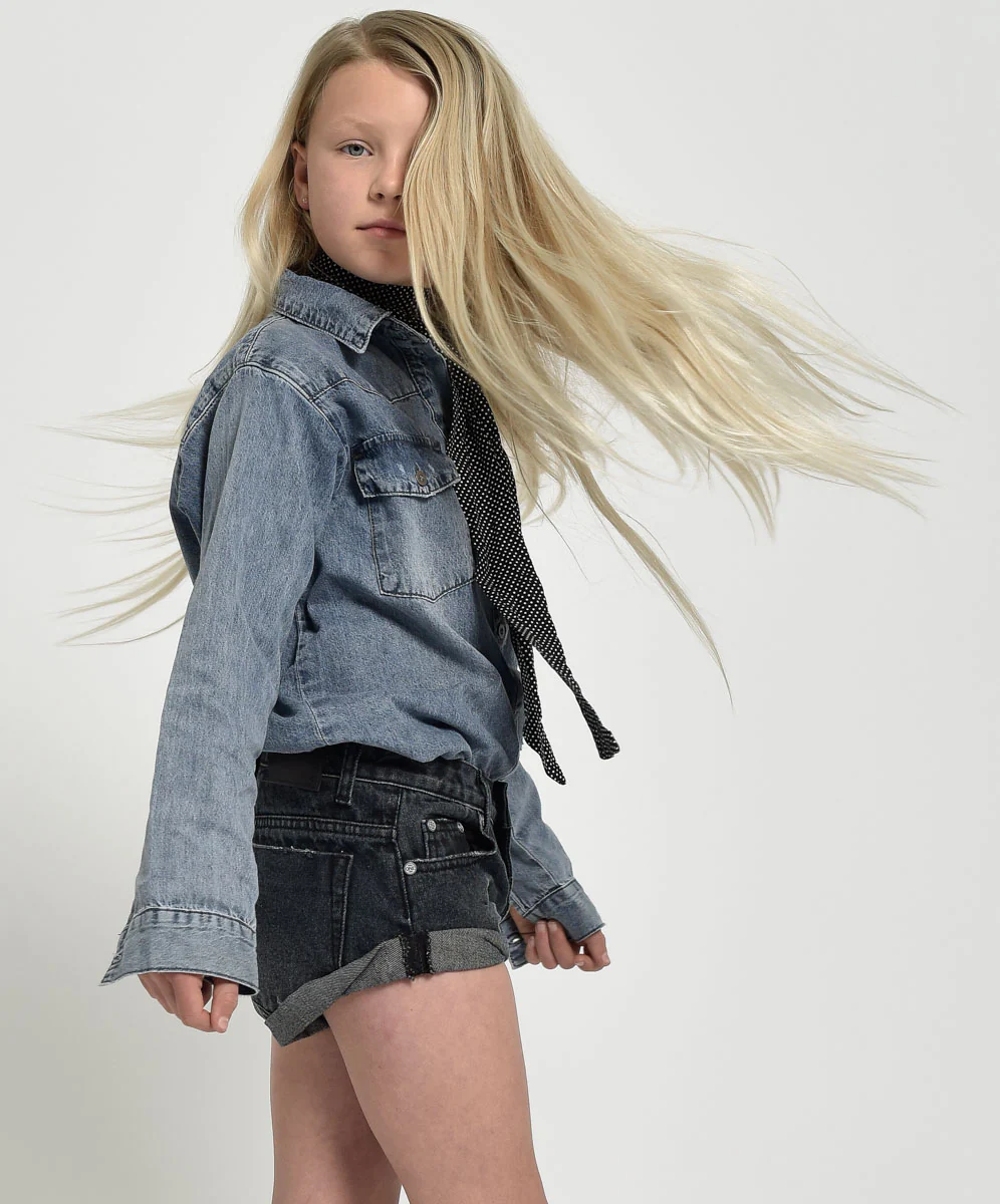 Kids Bandits Low Waist Denim Shorts - Fox Black - Image 4
