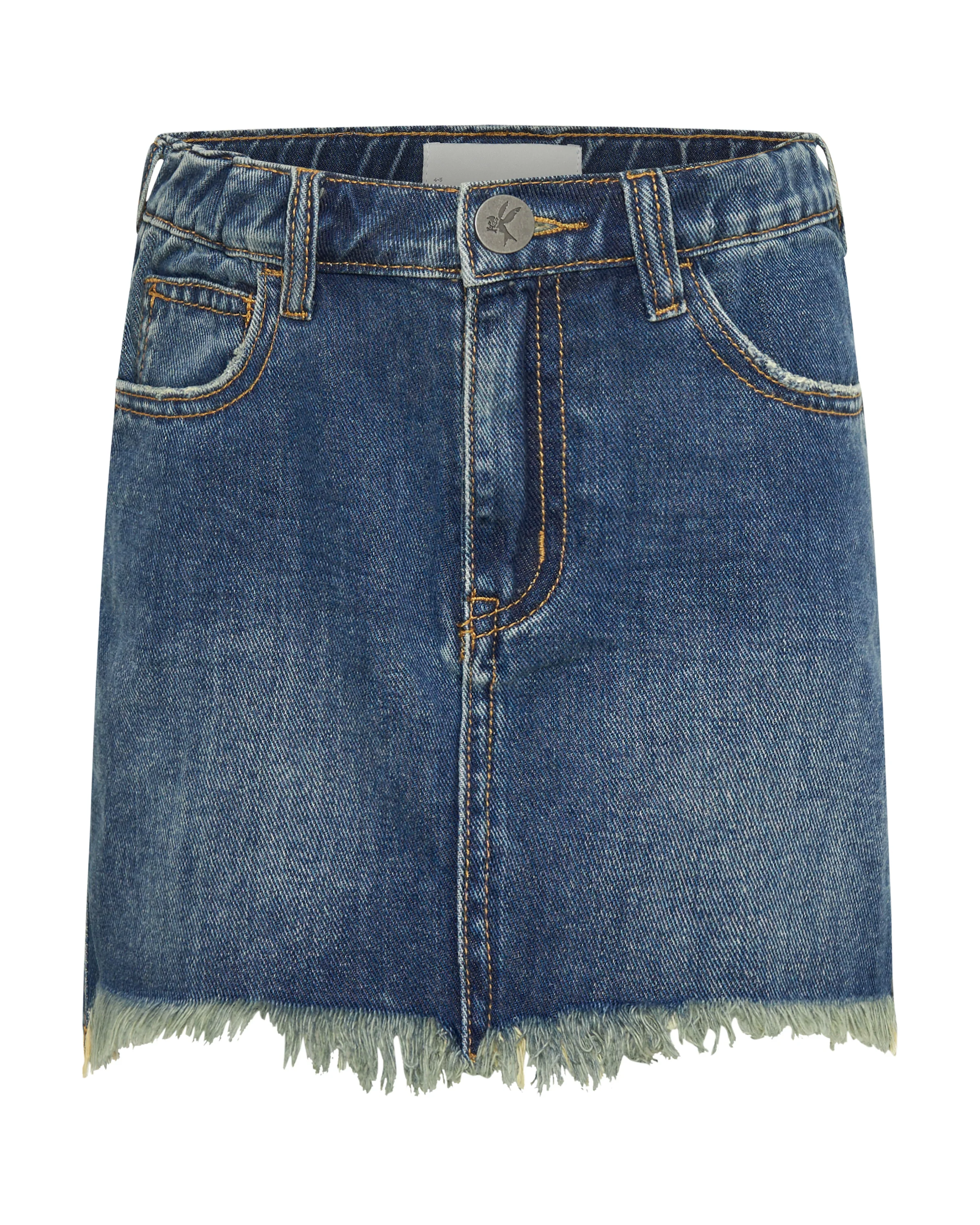 2020 High Waist Mini Denim Skirt - Dirty Indigo - Image 4
