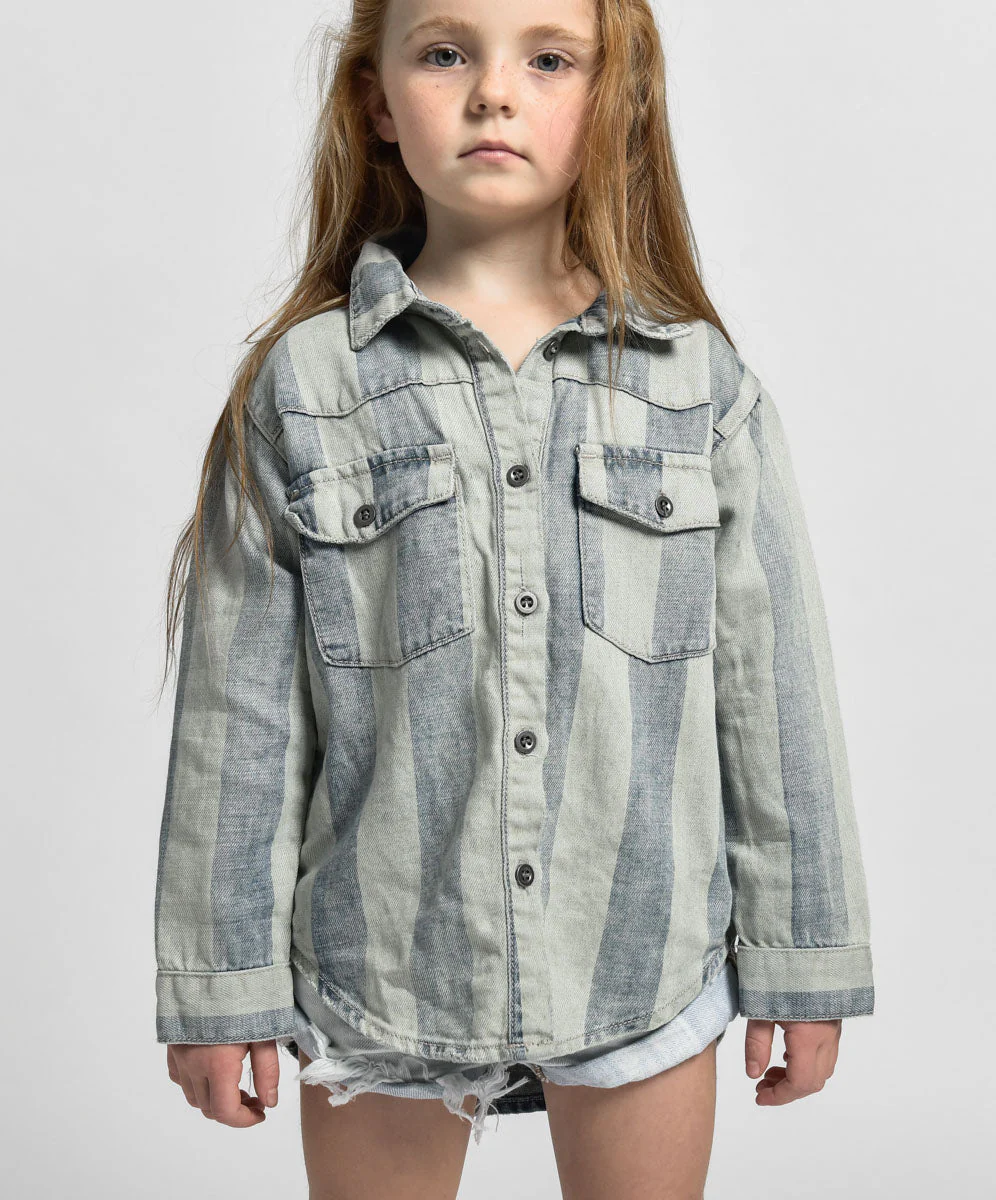 Kids Stripe New Vintage Denim Shirt - Storm Buoy