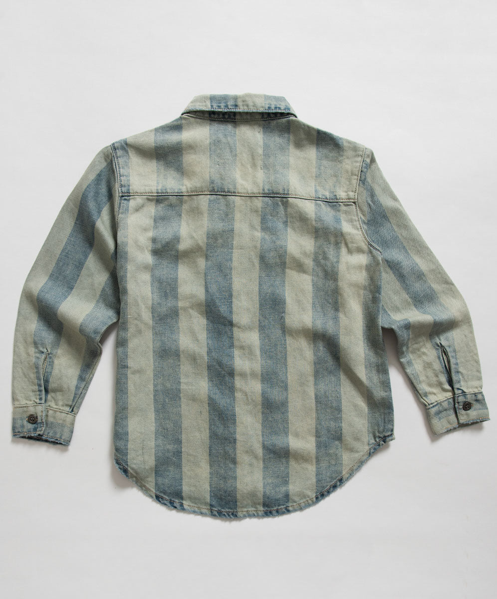 Kids Stripe New Vintage Denim Shirt - Storm Buoy - Image 6