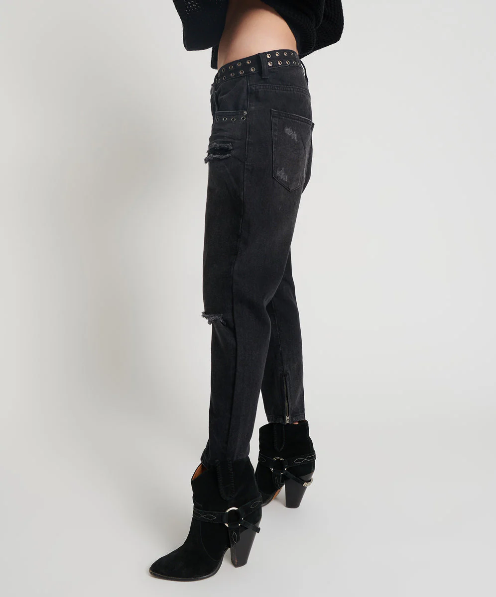 Kingpins Low Waist Cropped Boyfriend Denim Jeans - Image 3