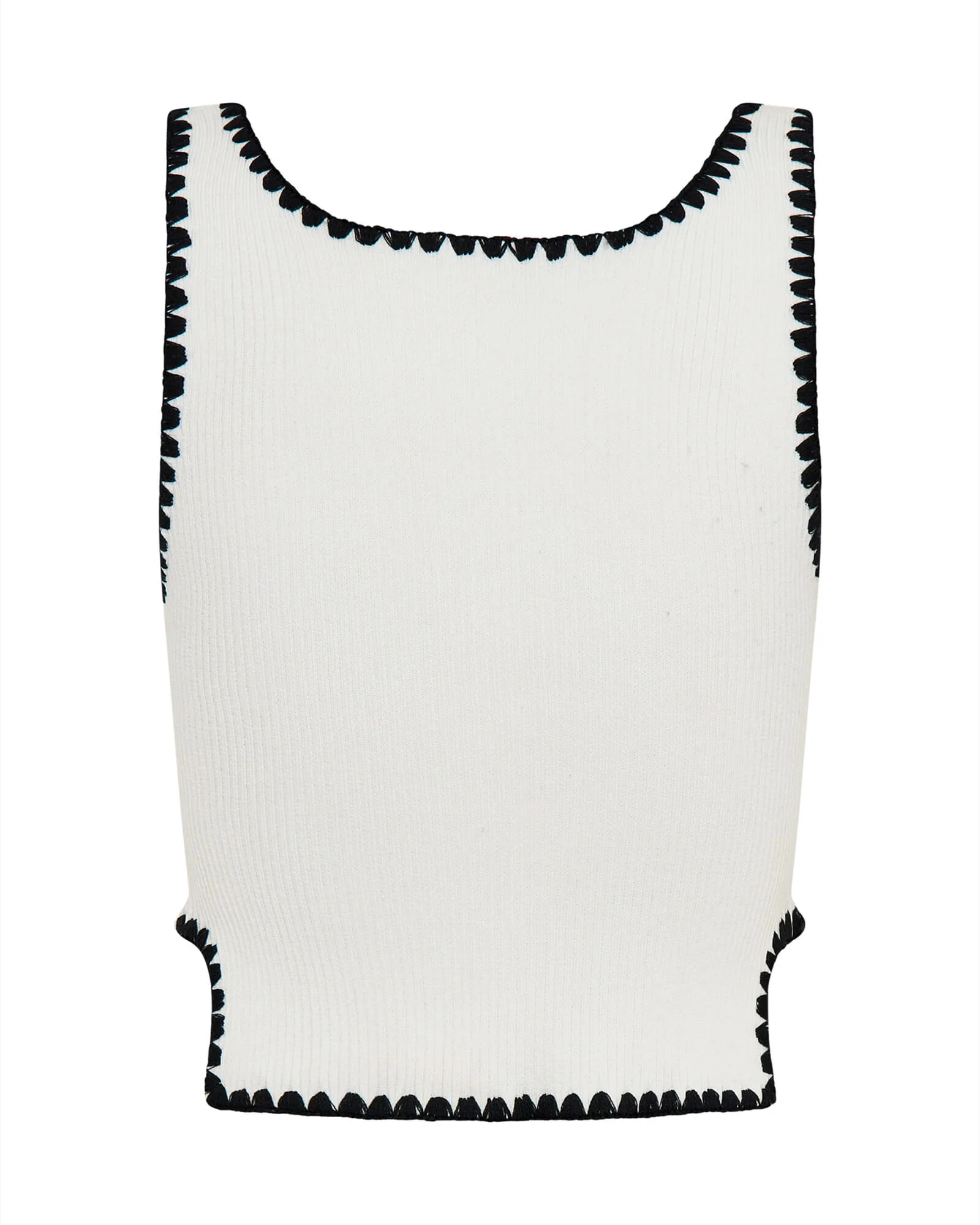 Knitted Scallop Tank Top - Cream - Image 11