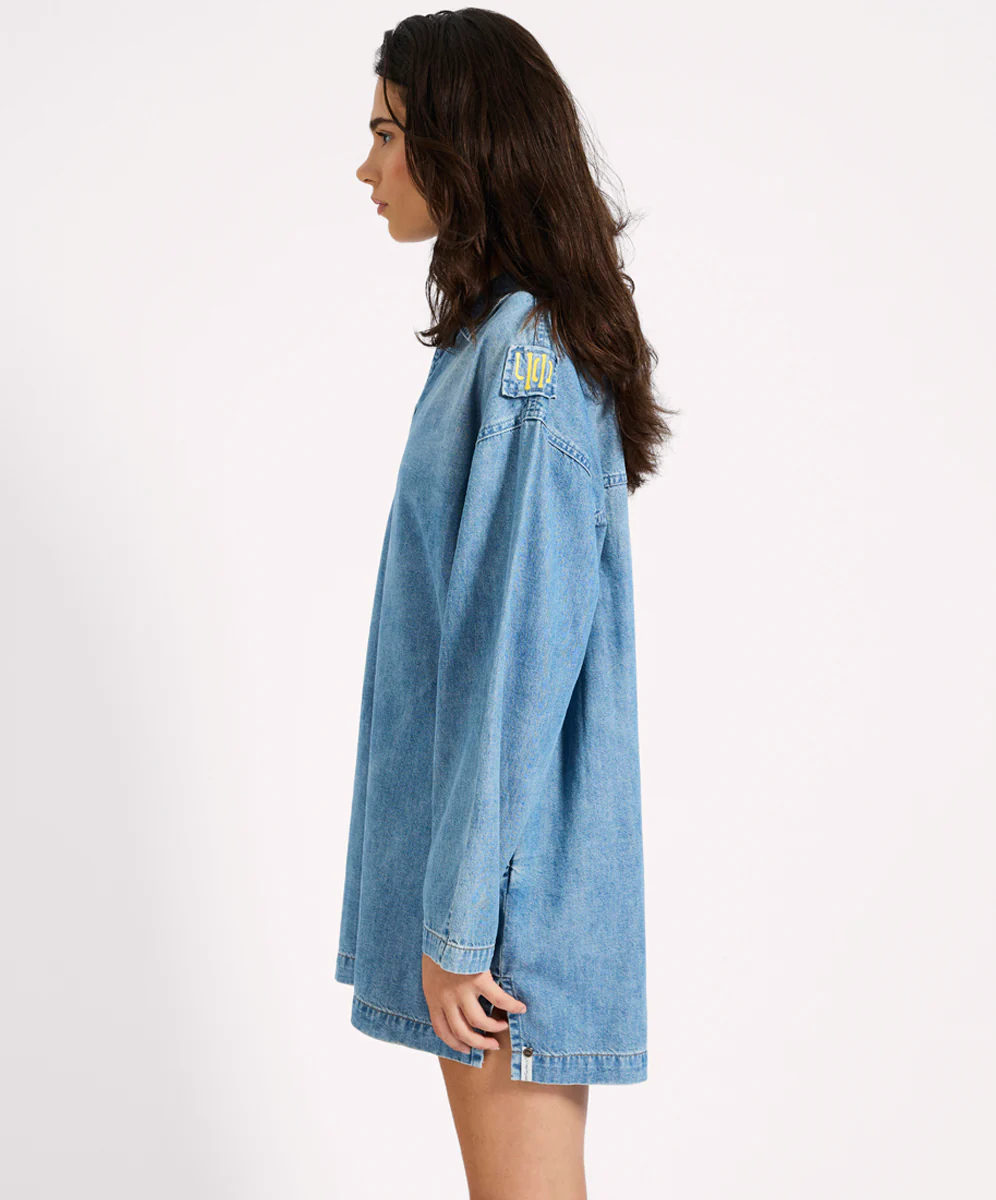 Le Captain Pullover Denim Mini Dress - Blue - Image 5