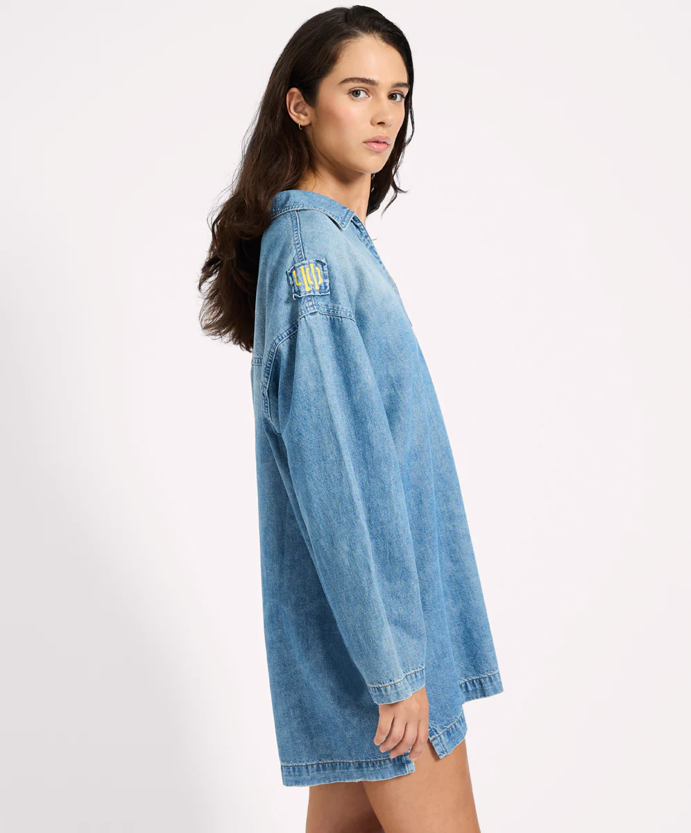 Le Captain Pullover Denim Mini Dress - Blue - Image 7