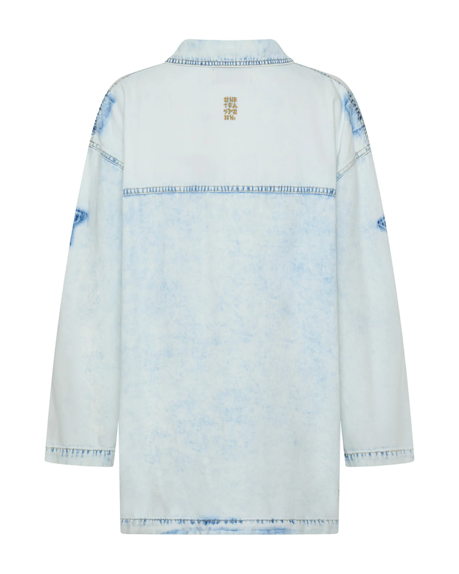 Le Captain Star Pullover Denim Mini Shirt Dress - Depeche Blue - Image 11