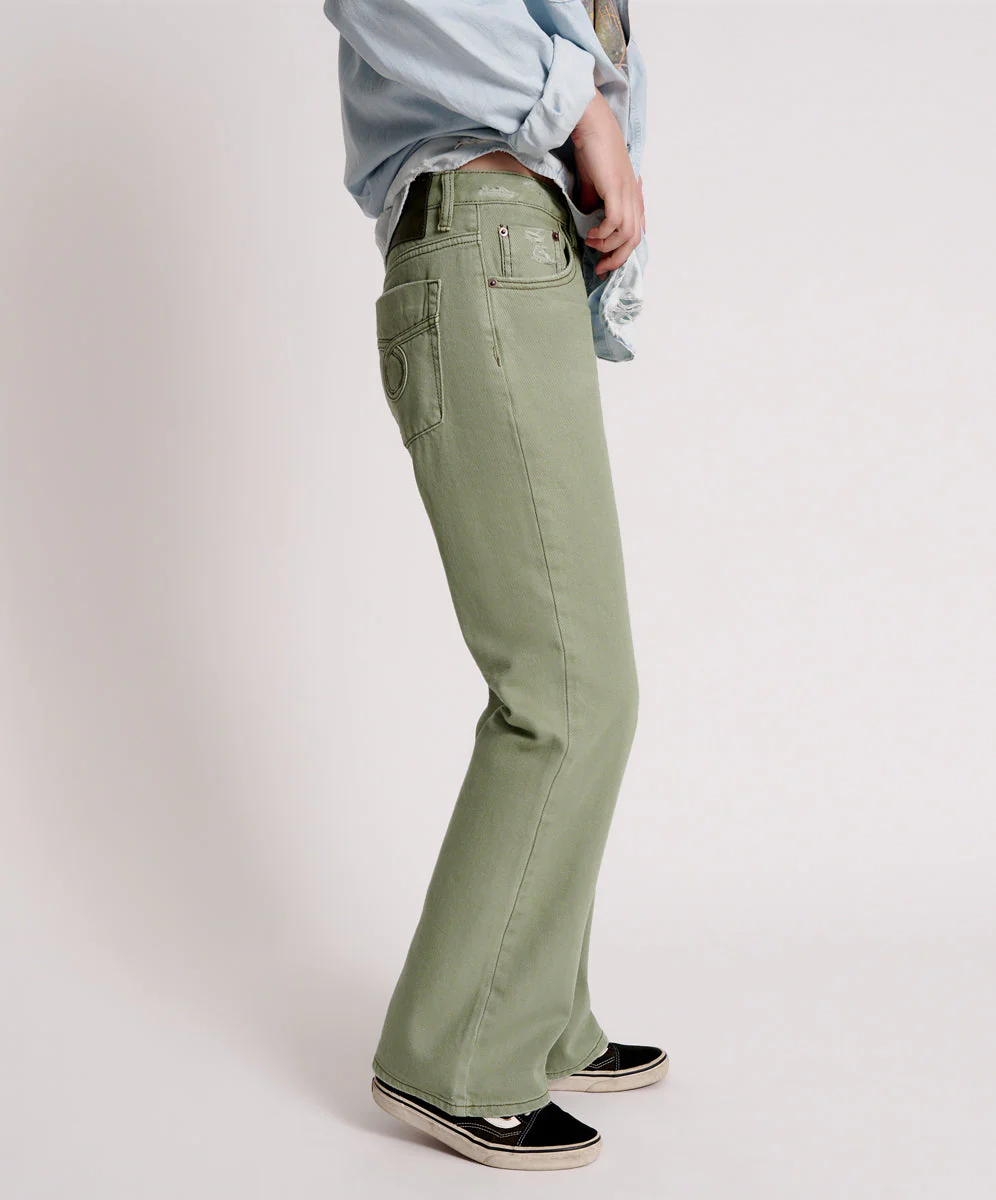 Charlie High Waist Flared Denim Jeans - Super Khaki - Image 5