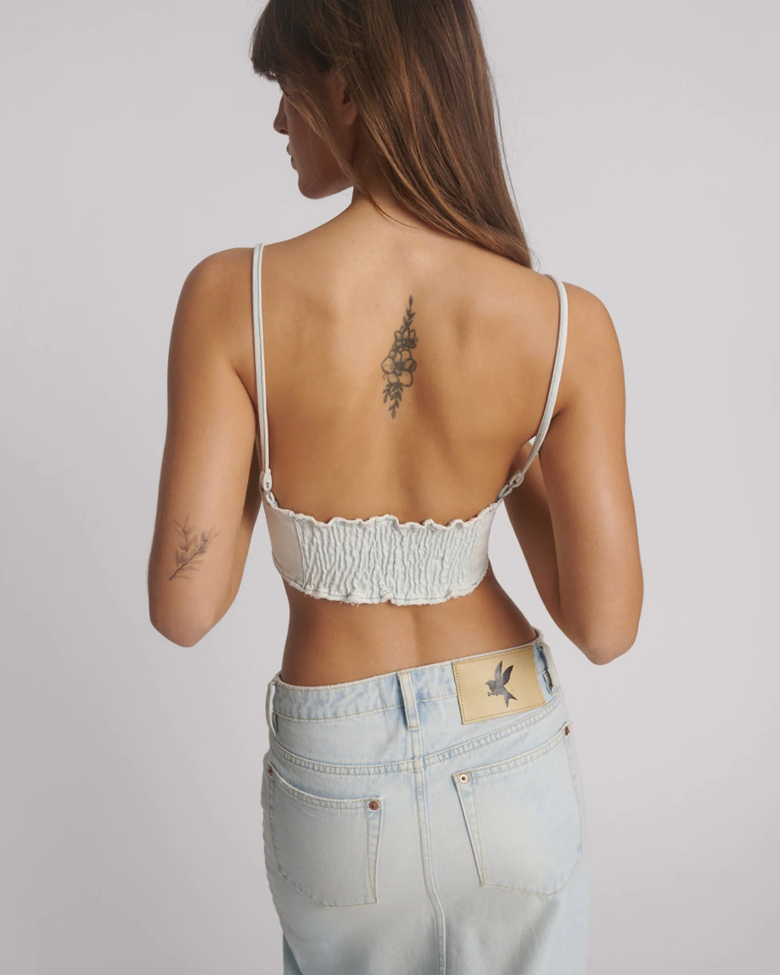 Denim Heart Backless Crop Top - Le Surf Blue - Image 3