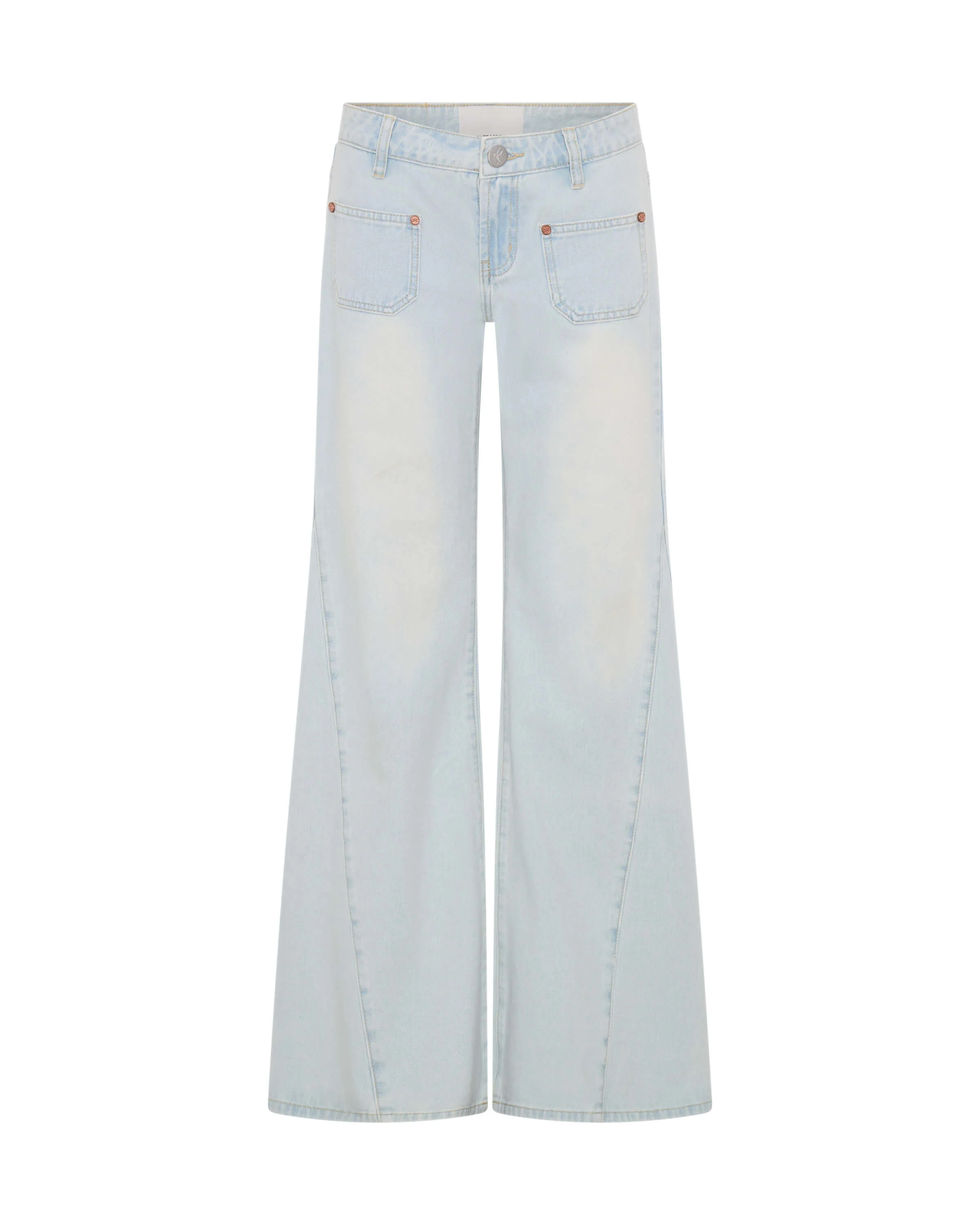 Johnnies Low Waist Wide Leg Flared Denim Jeans - Le Surf Blue - Image 6