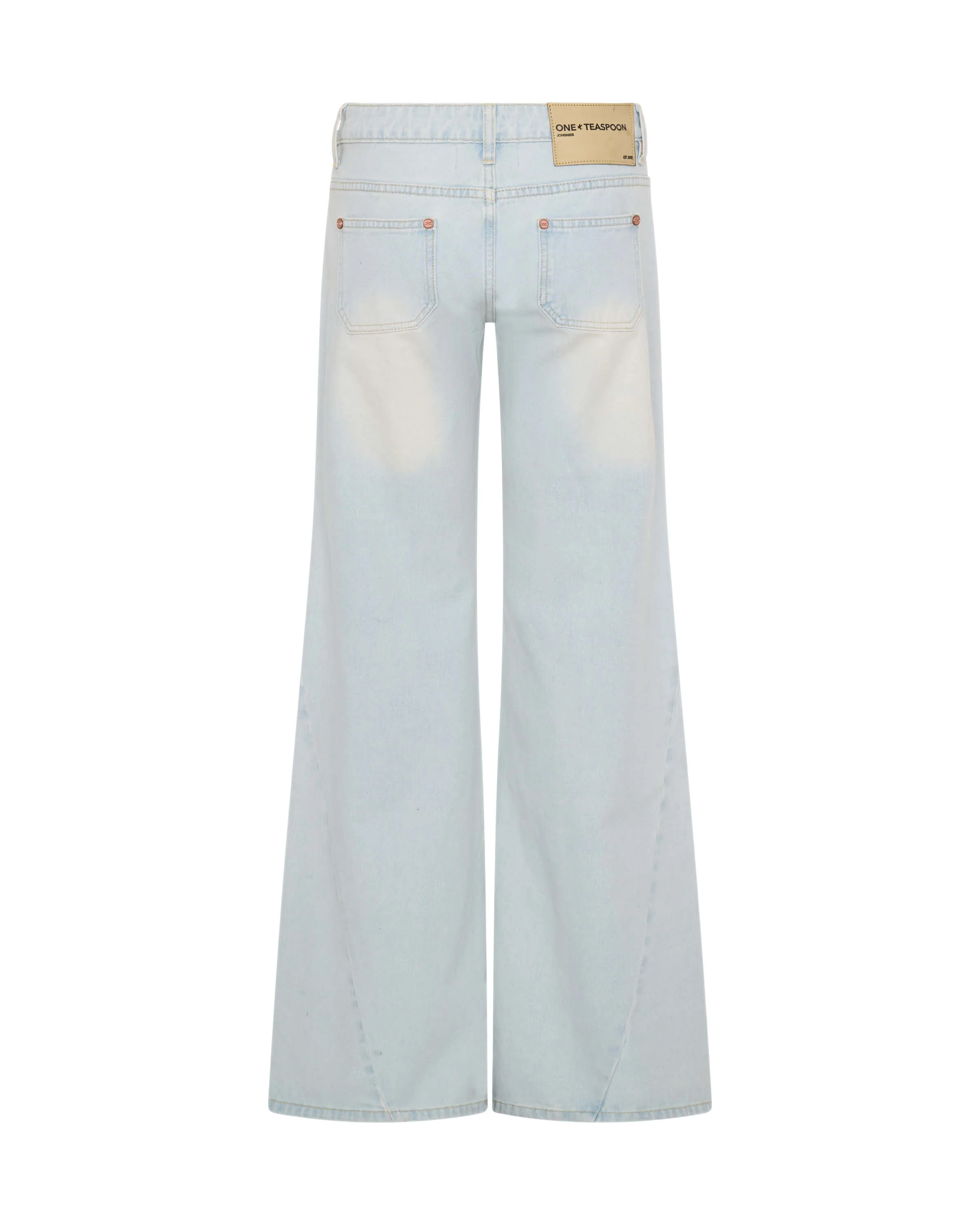 Johnnies Low Waist Wide Leg Flared Denim Jeans - Le Surf Blue - Image 7
