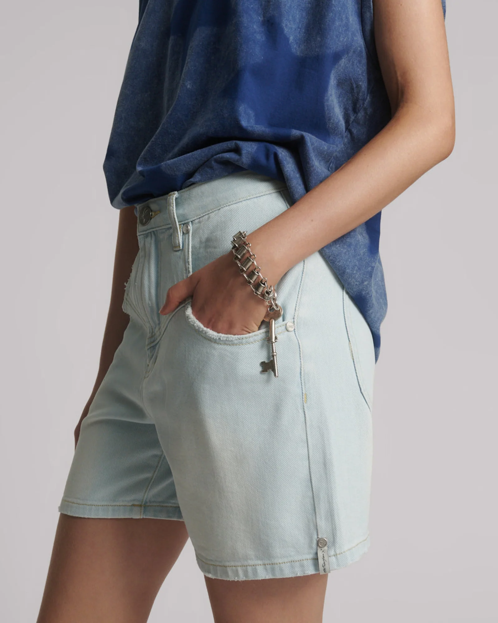 Kinks Mid Waist Long Length Denim Shorts - Le Surf - Image 3