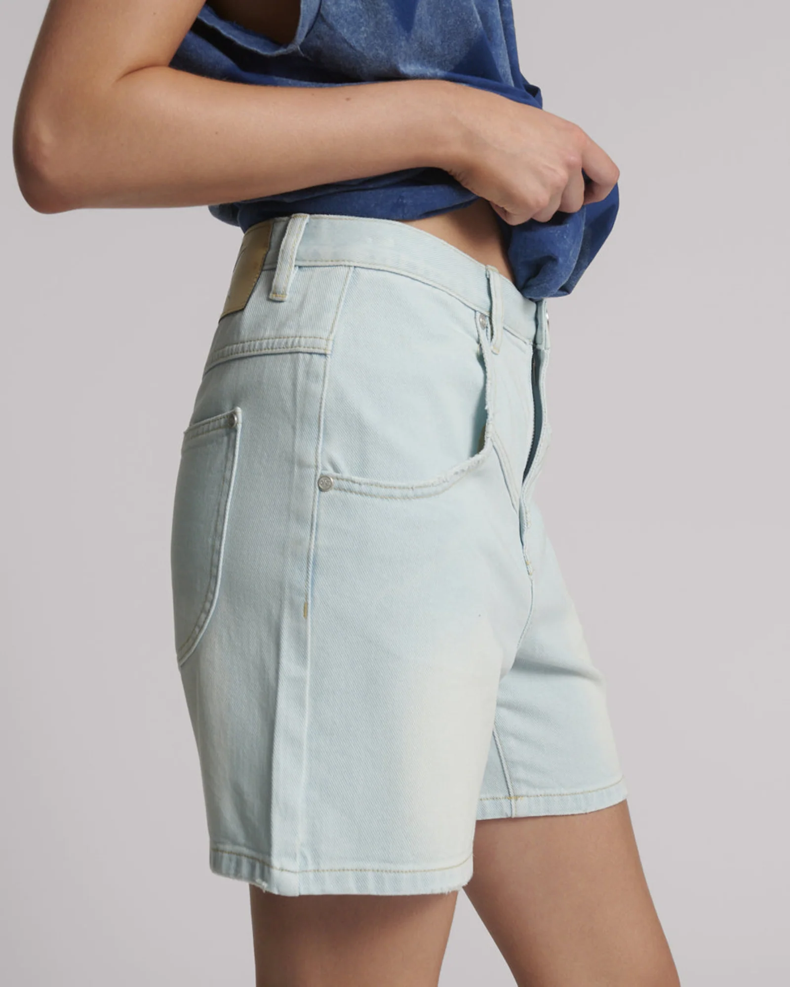 Kinks Mid Waist Long Length Denim Shorts - Le Surf - Image 4