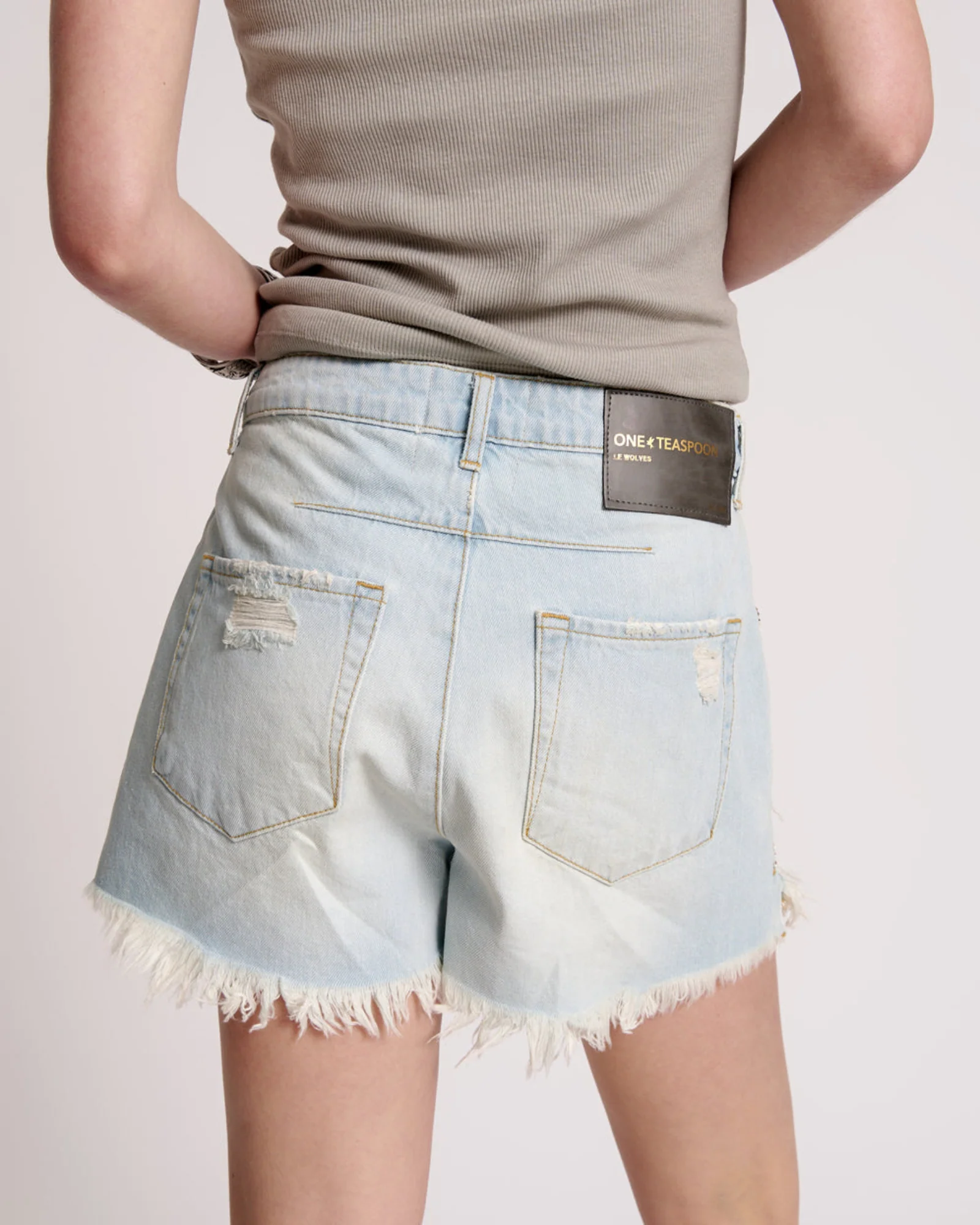 Le Wolves Mid Waist Mid Length Denim Shorts - Image 4