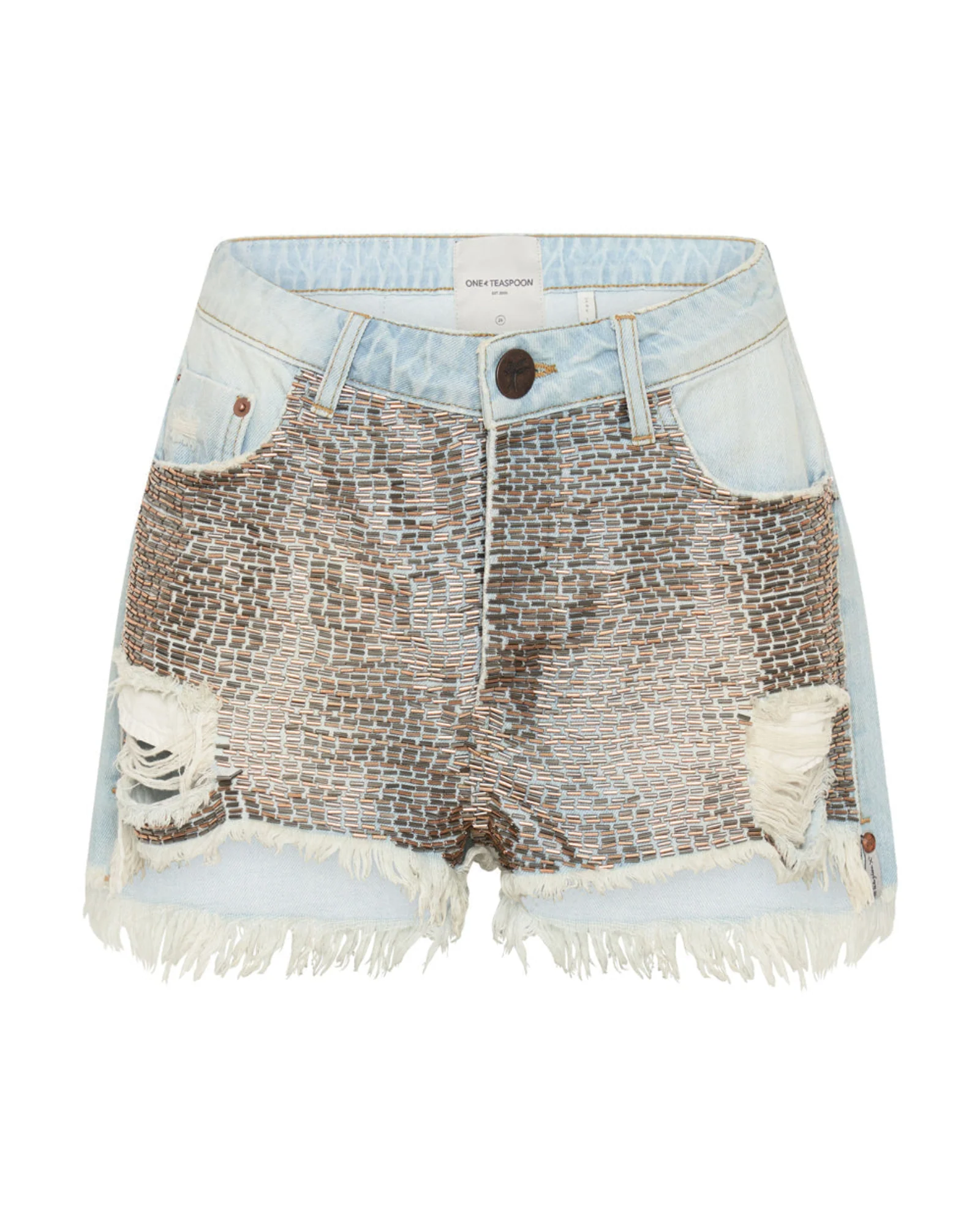 Le Wolves Mid Waist Mid Length Denim Shorts - Image 6