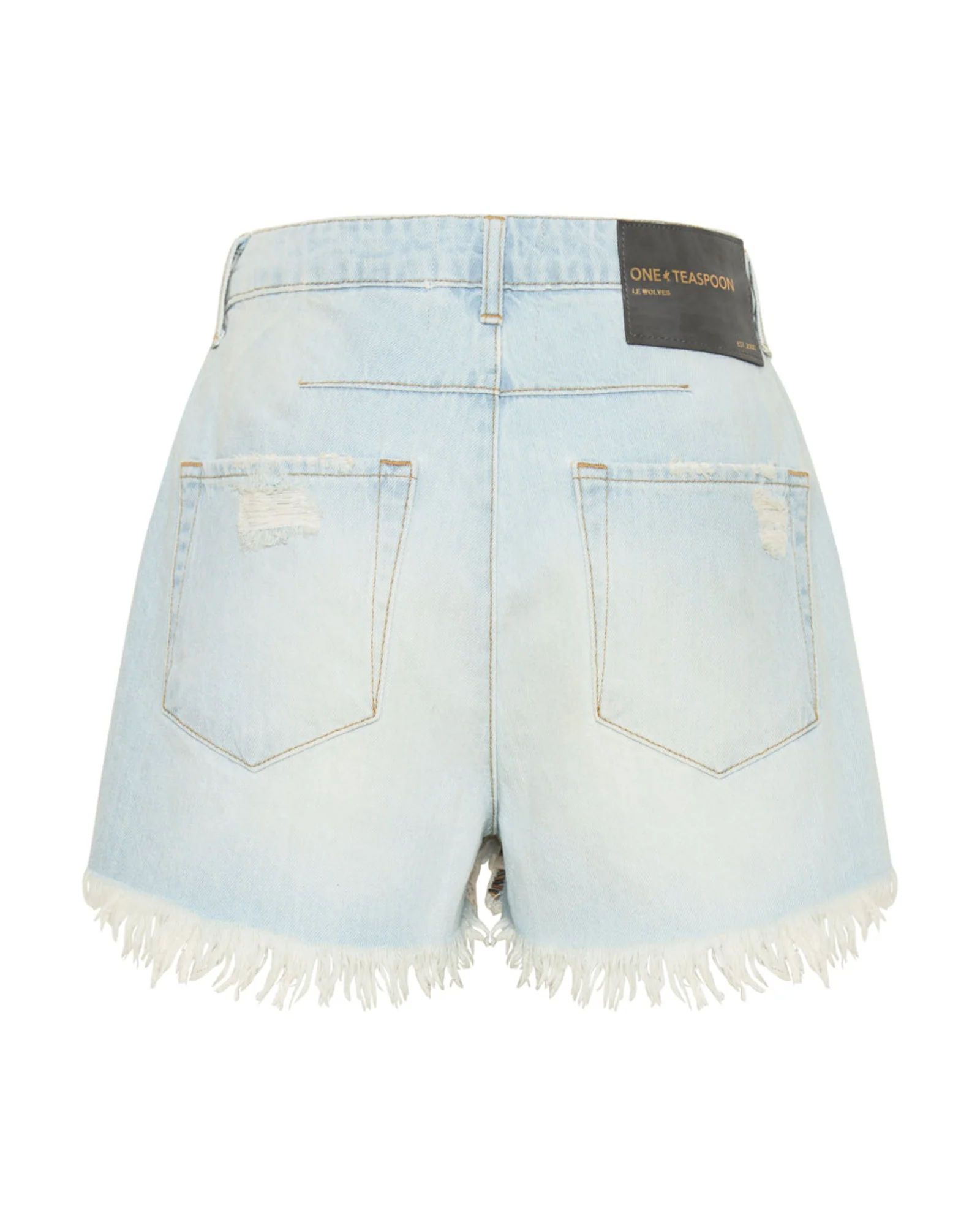 Le Wolves Mid Waist Mid Length Denim Shorts - Image 7