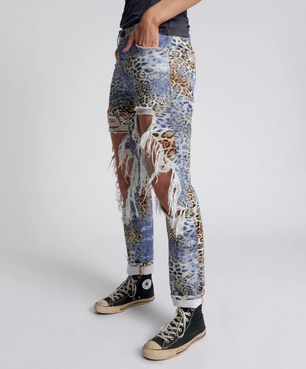 Truckers Mid Waist Straight Leg Denim Jeans - Leoparty - Image 3