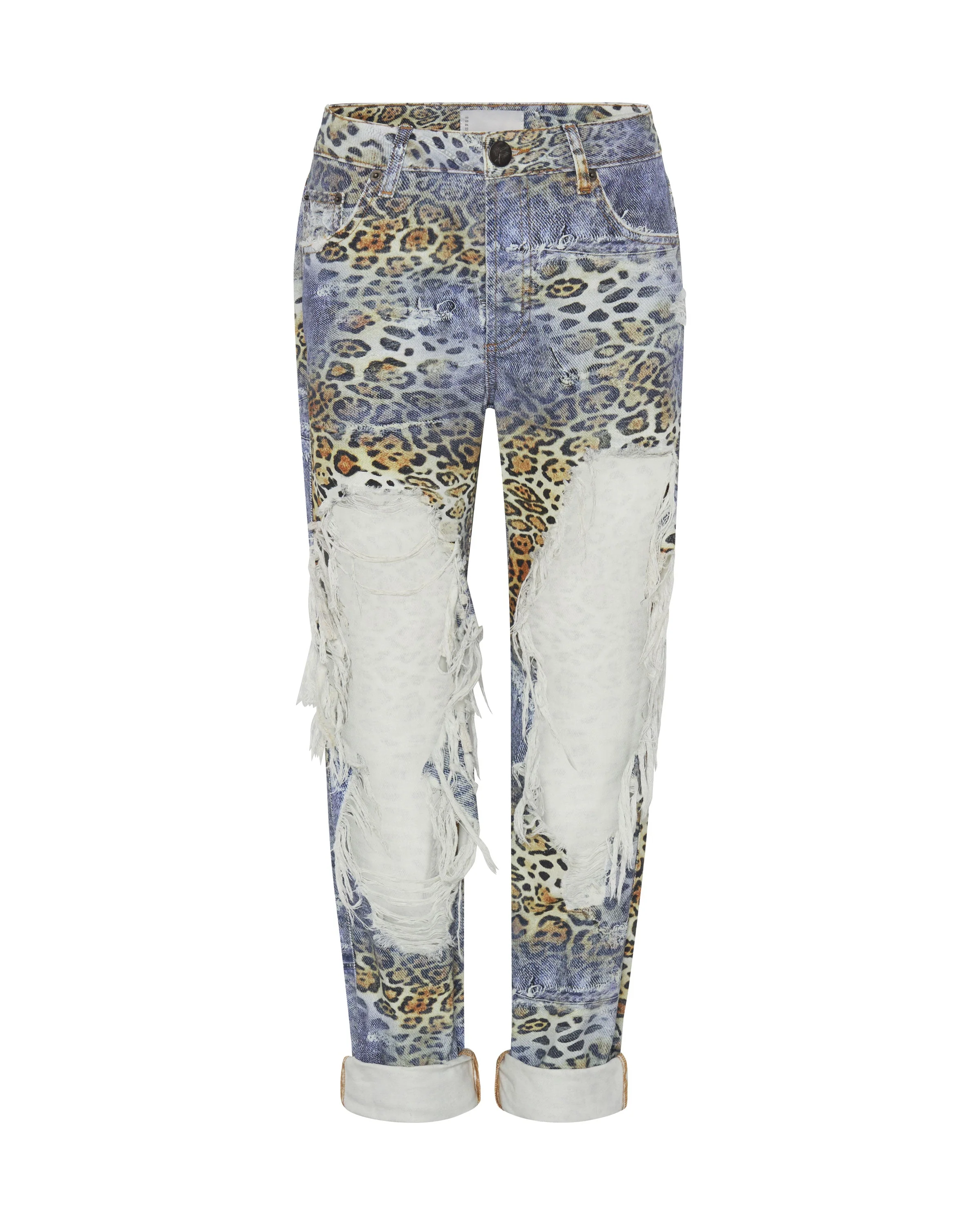 Truckers Mid Waist Straight Leg Denim Jeans - Leoparty - Image 6