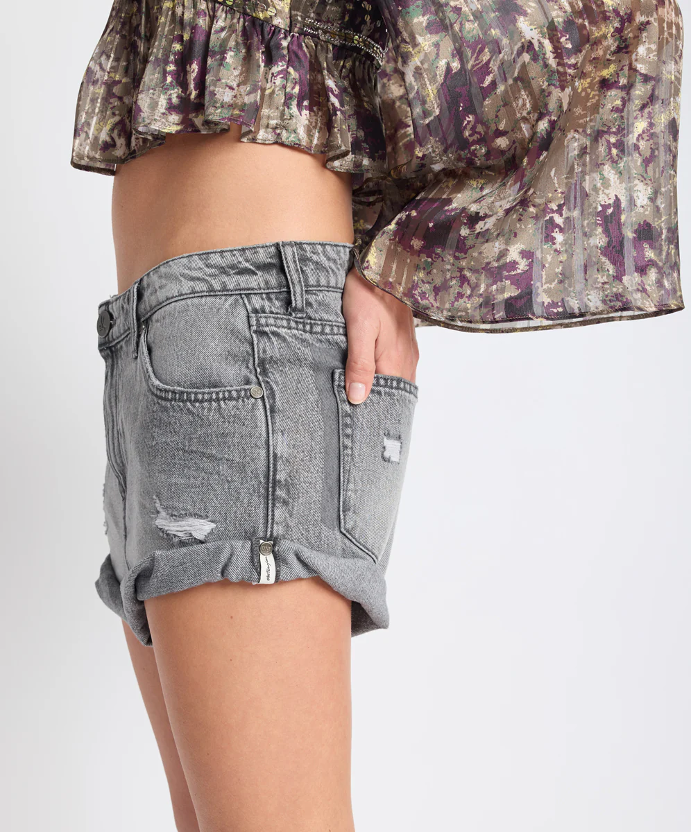 Long Bandits Low Waist Denim Shorts - Soft Grey - Image 3