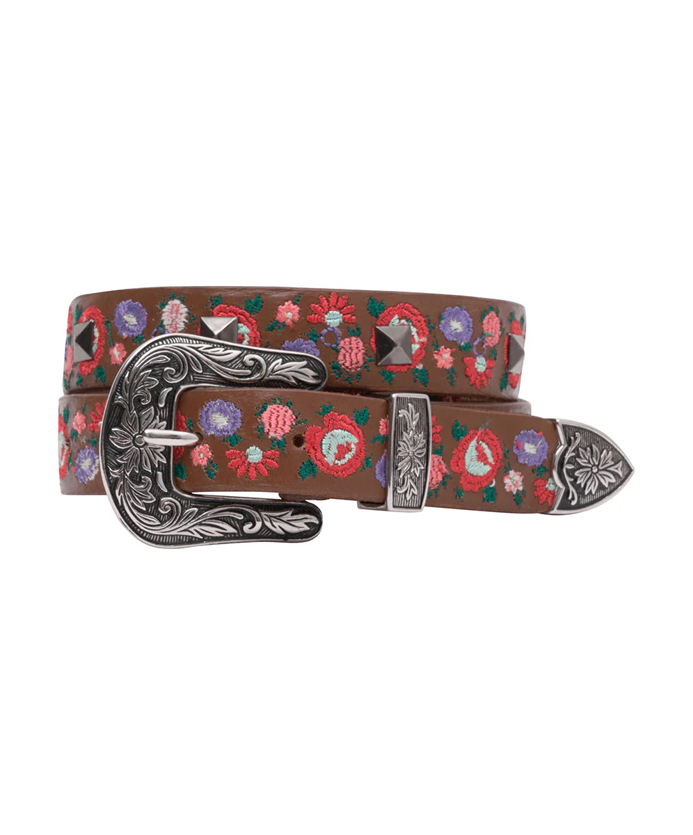 LOST SIGNAL FLORAL LEATHER BELT