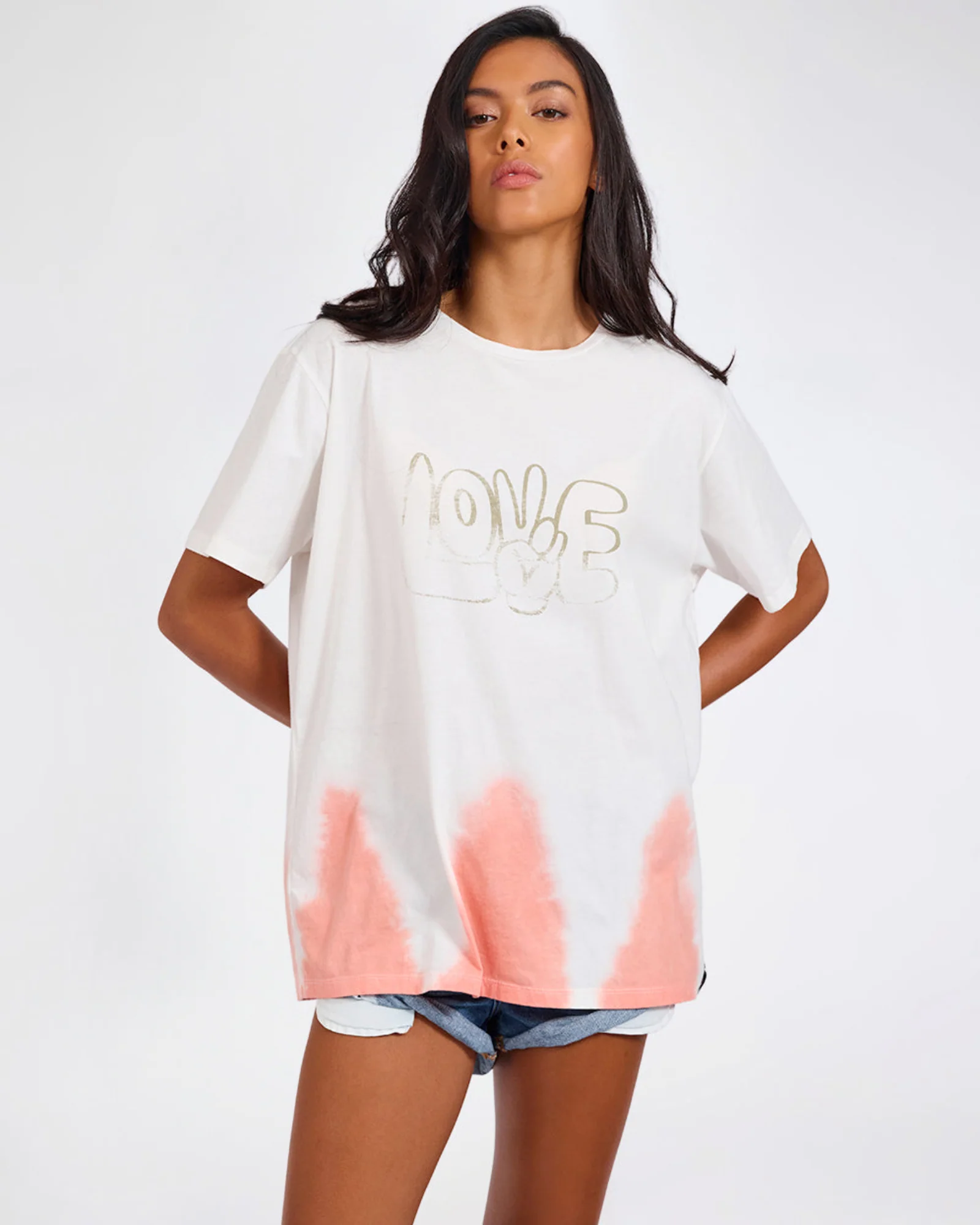 Love Dip Dye Boyfriend Tee - White
