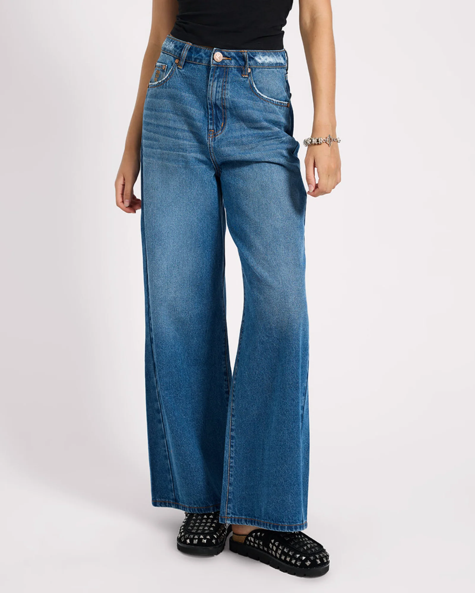 Love Machines High Waist Super Wide Leg Denim Jeans - Pacifica - Image 3