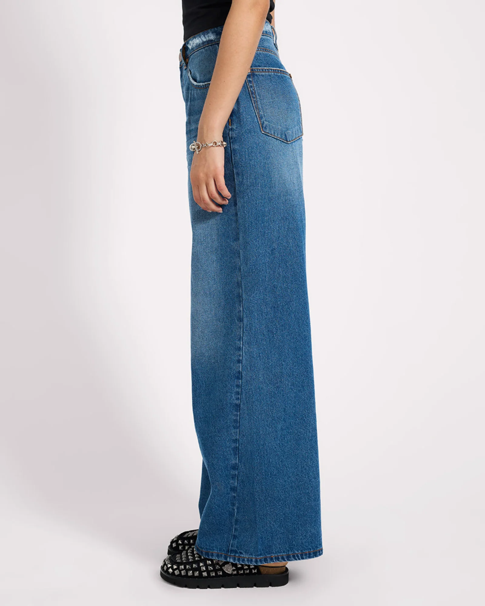 Love Machines High Waist Super Wide Leg Denim Jeans - Pacifica - Image 5