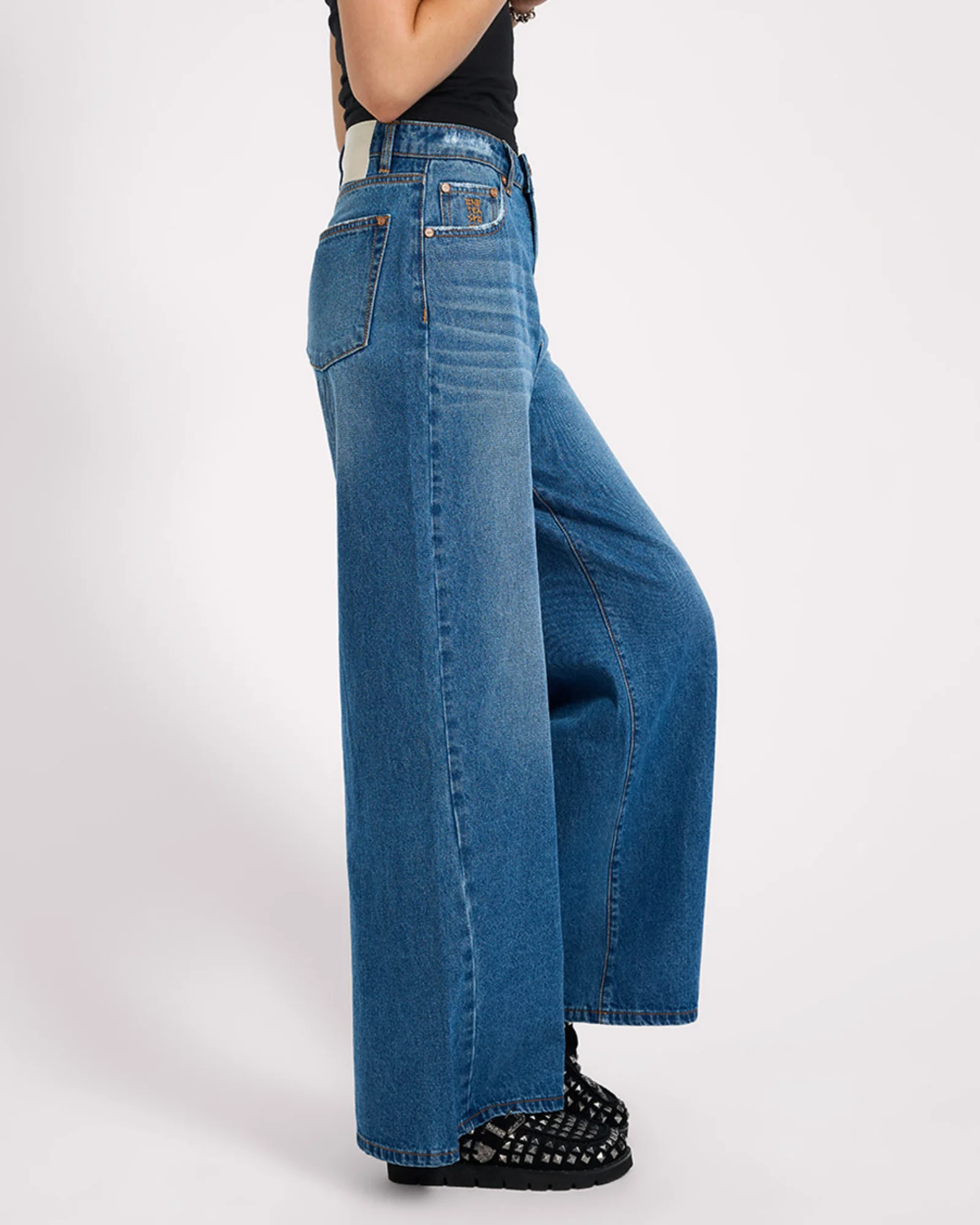 Love Machines High Waist Super Wide Leg Denim Jeans - Pacifica - Image 7