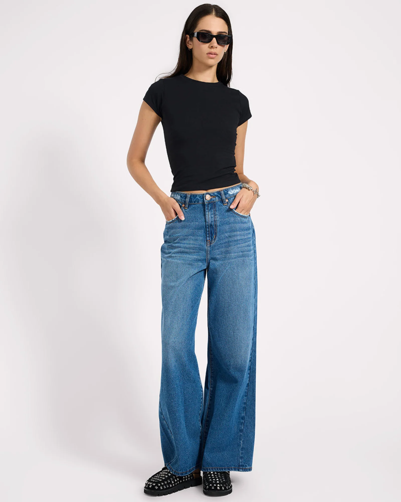 Love Machines High Waist Super Wide Leg Denim Jeans - Pacifica - Image 8