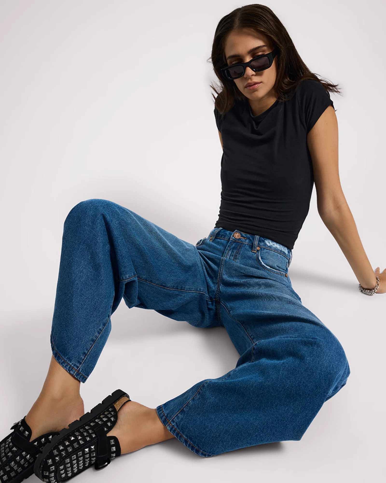 Love Machines High Waist Super Wide Leg Denim Jeans - Pacifica - Image 9