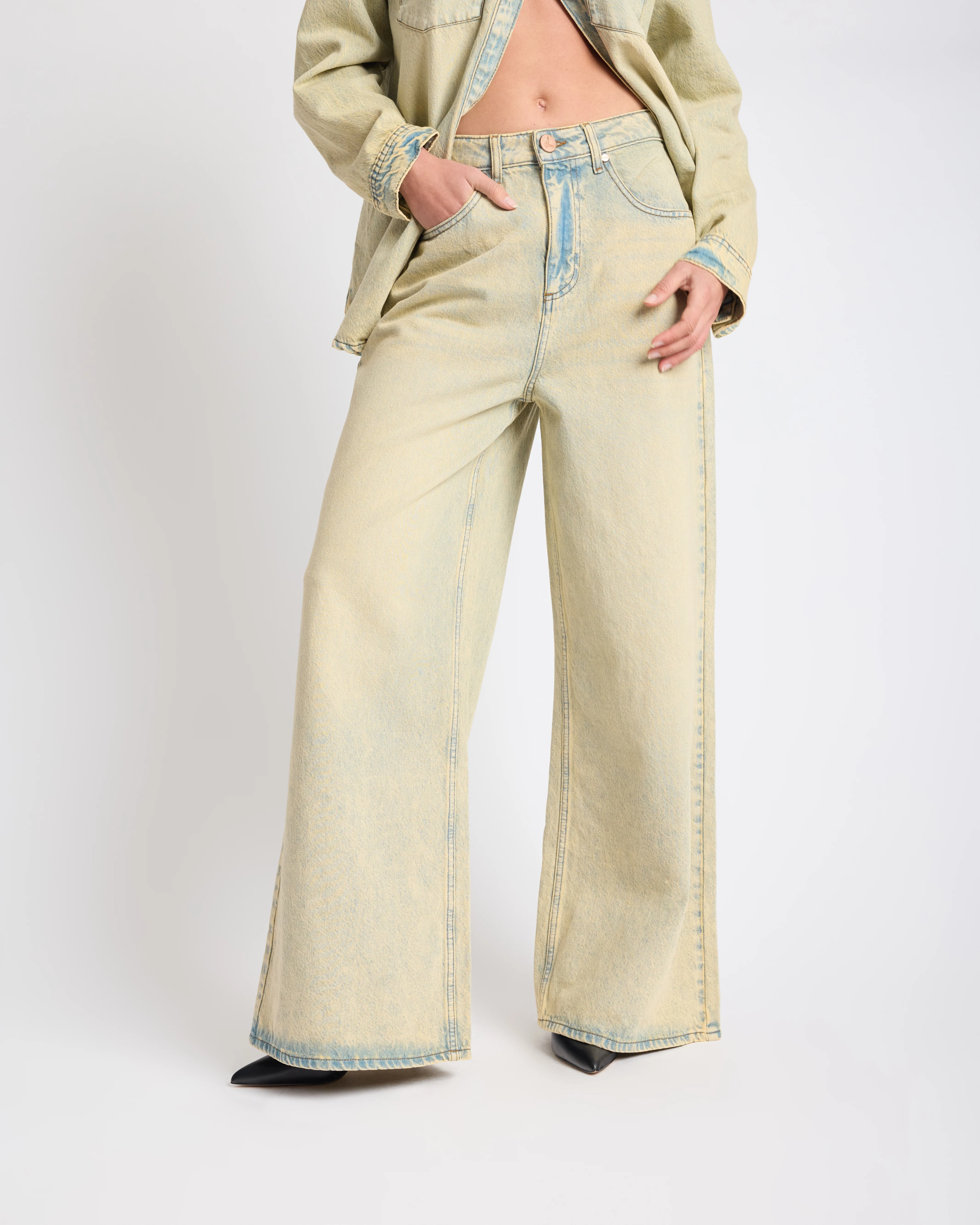 Love Machines High Waist Super Wide Leg Denim Jeans - Blue Sand - Image 3