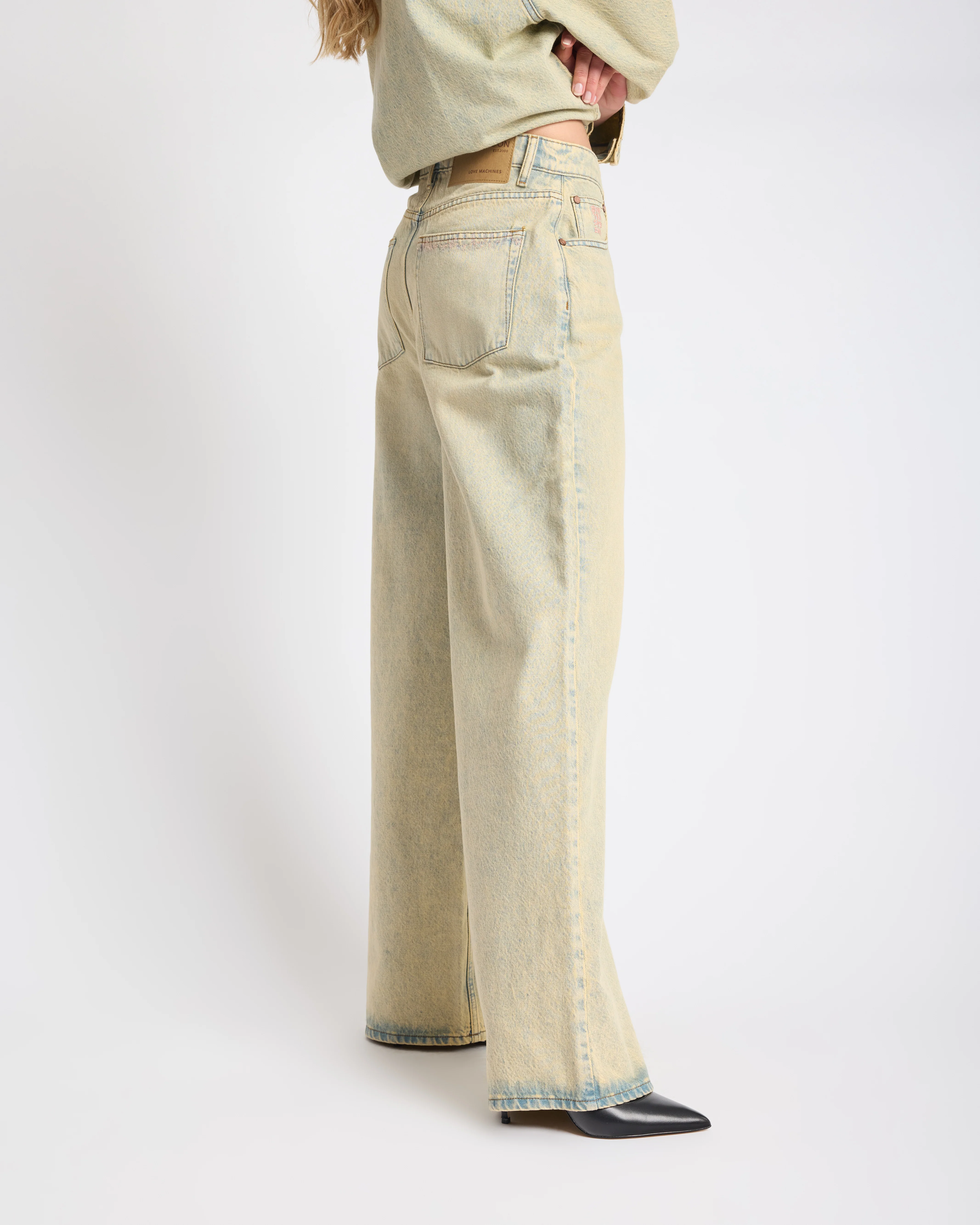 Love Machines High Waist Super Wide Leg Denim Jeans - Blue Sand - Image 6