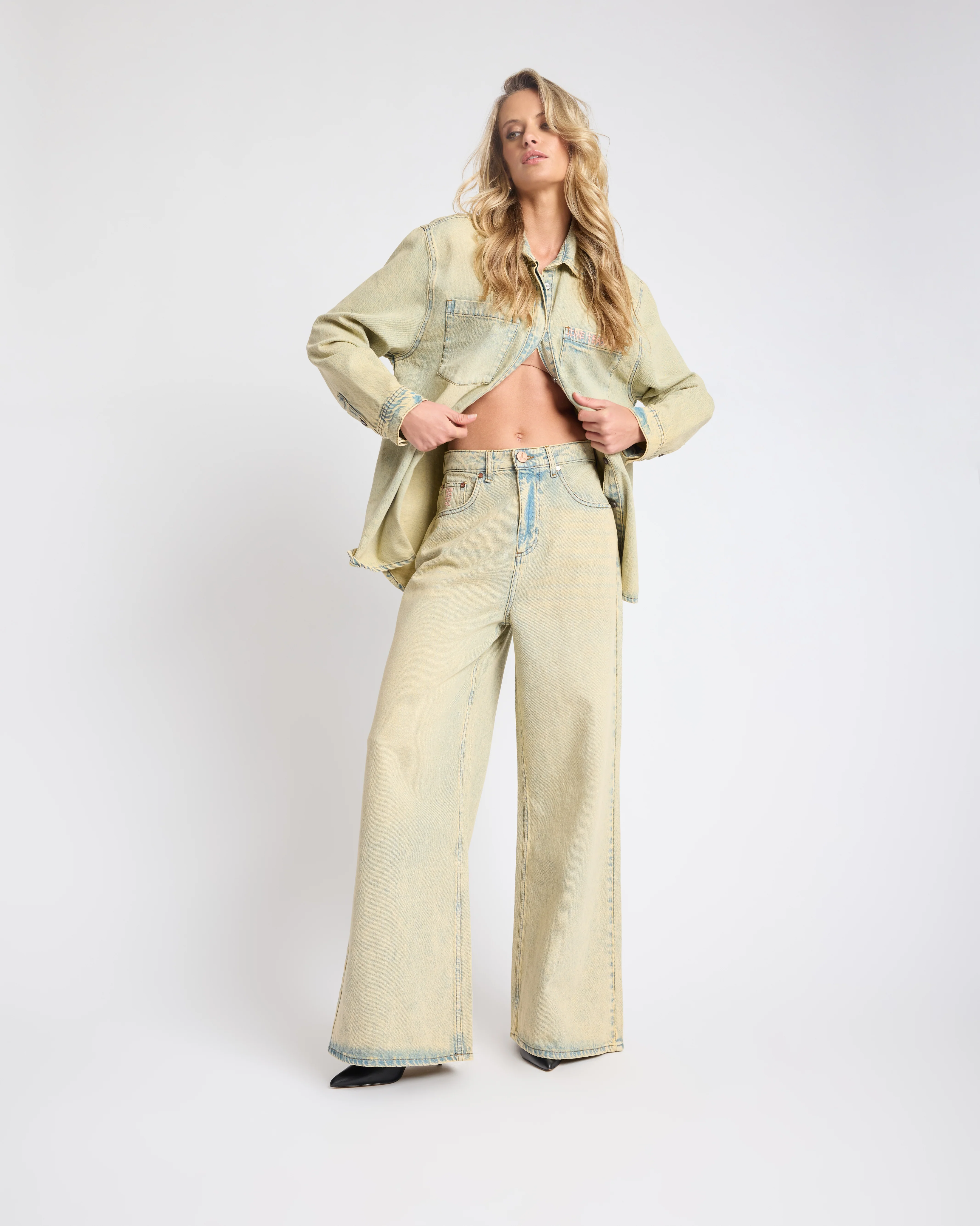Love Machines High Waist Super Wide Leg Denim Jeans - Blue Sand - Image 9