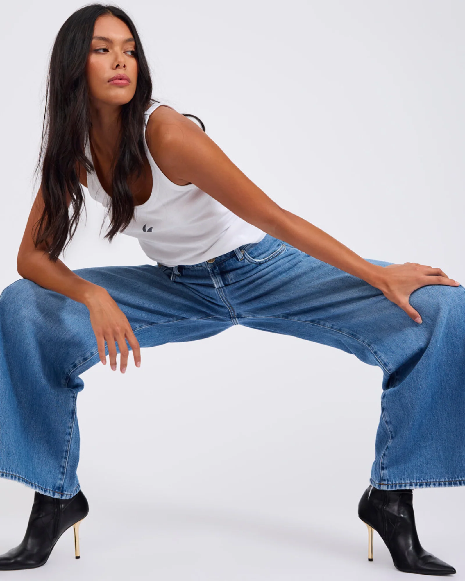 Love Machines Mid Waist Super Wide Leg Denim Jeans - Bright Blue - Image 10