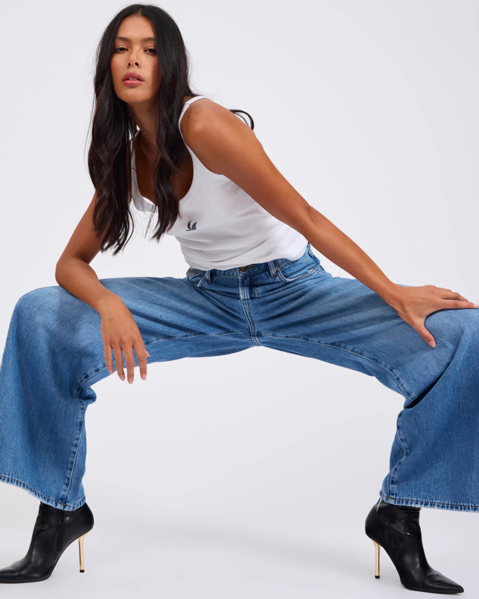 Love Machines Mid Waist Super Wide Leg Denim Jeans - Bright Blue - Image 12