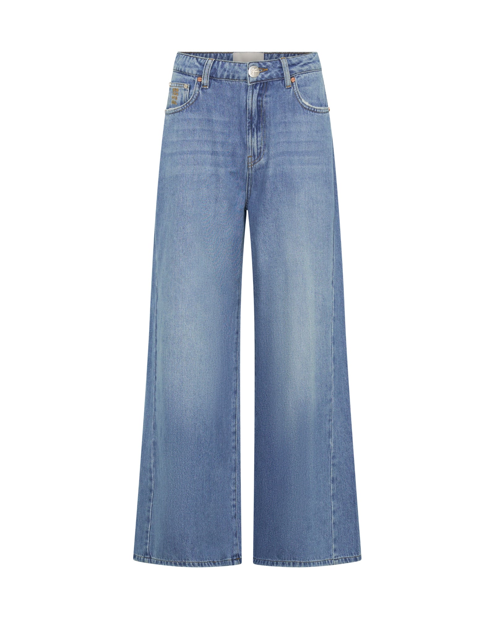 Love Machines Mid Waist Super Wide Leg Denim Jeans - Bright Blue - Image 14