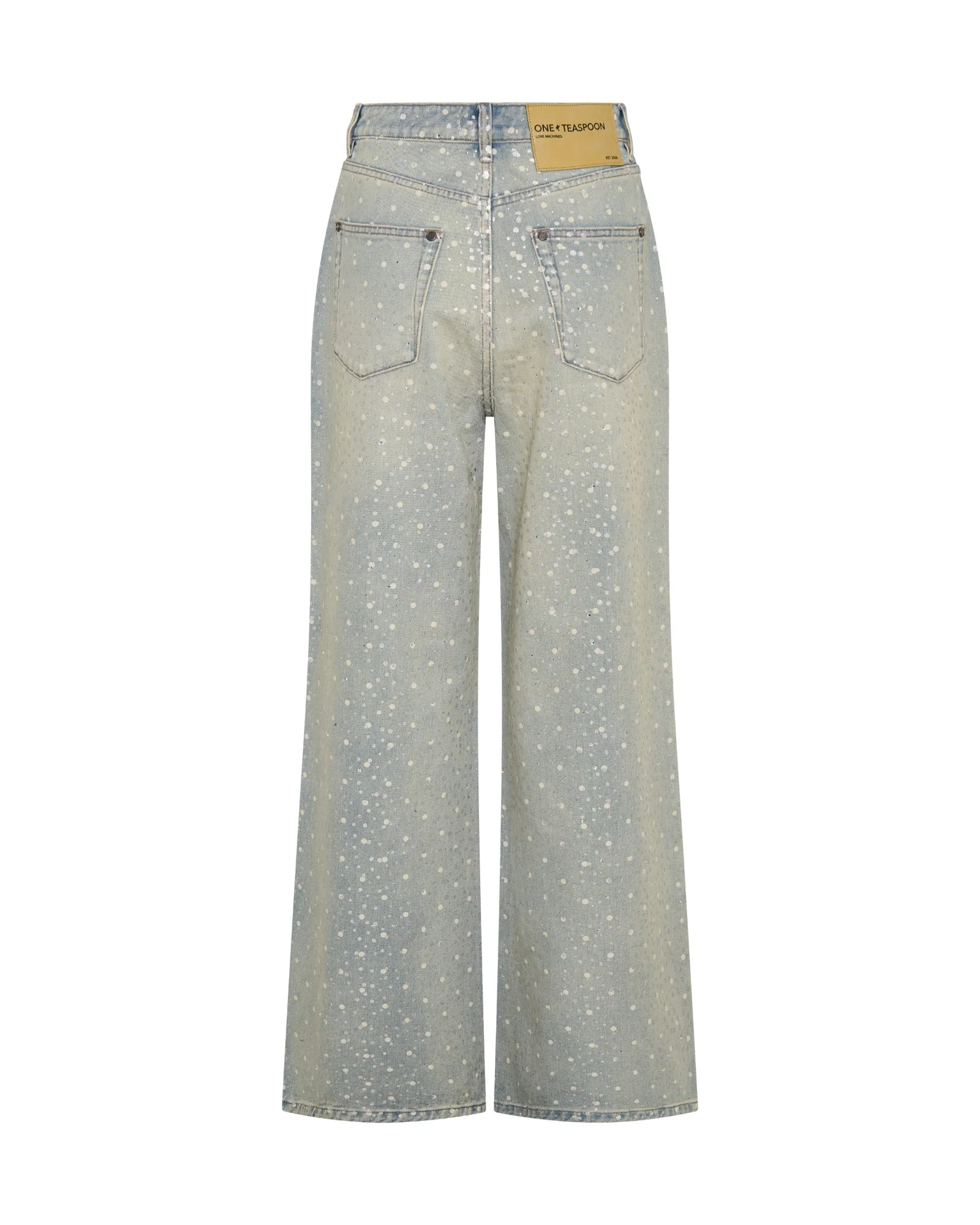 Love Machines Mid Waist Super Wide Leg Denim Jeans - Blue Sparkle - Image 13