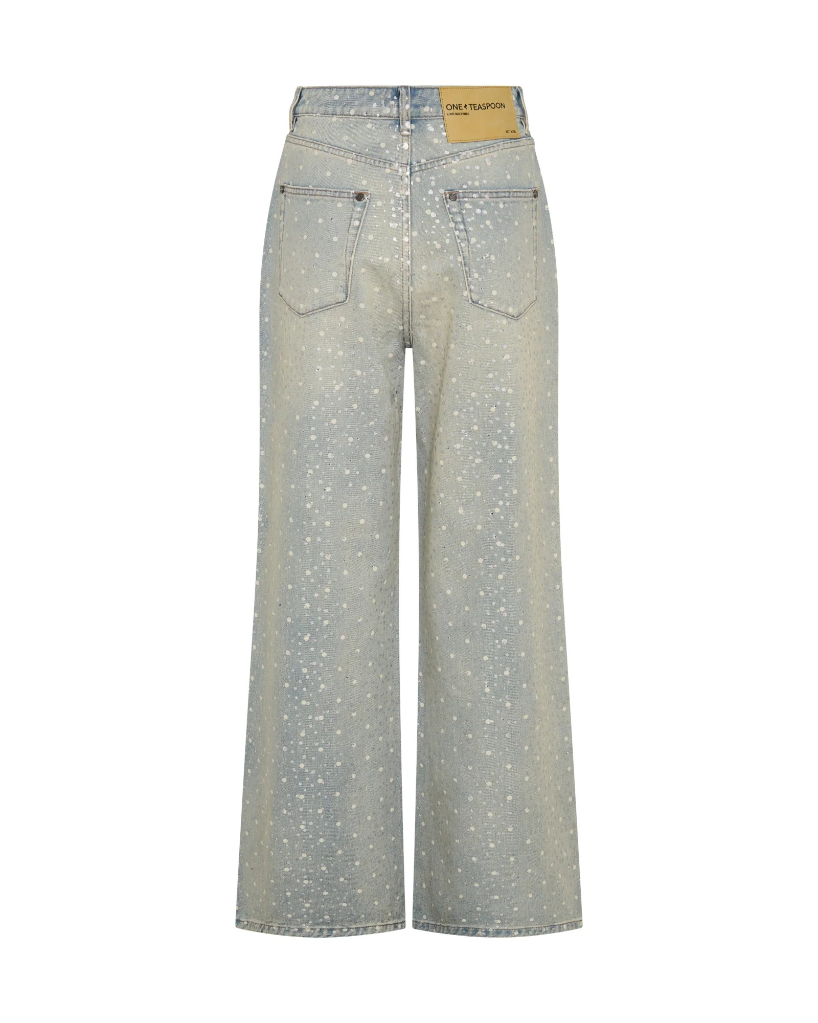 Love Machines Mid Waist Super Wide Leg Denim Jeans - Blue Sparkle - Image 15