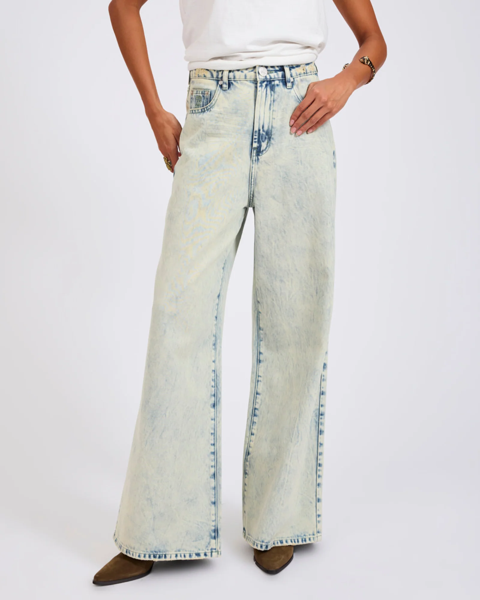 Love Machines Mid Waist Super Wide Leg Denim Jeans - Ambrosia Blue - Image 4