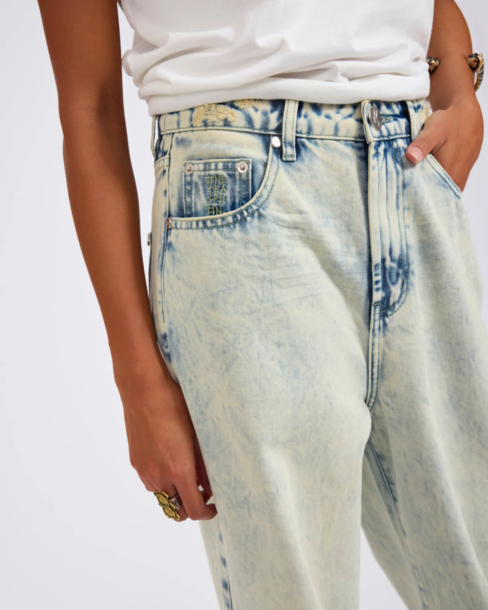Love Machines Mid Waist Super Wide Leg Denim Jeans - Ambrosia Blue - Image 8