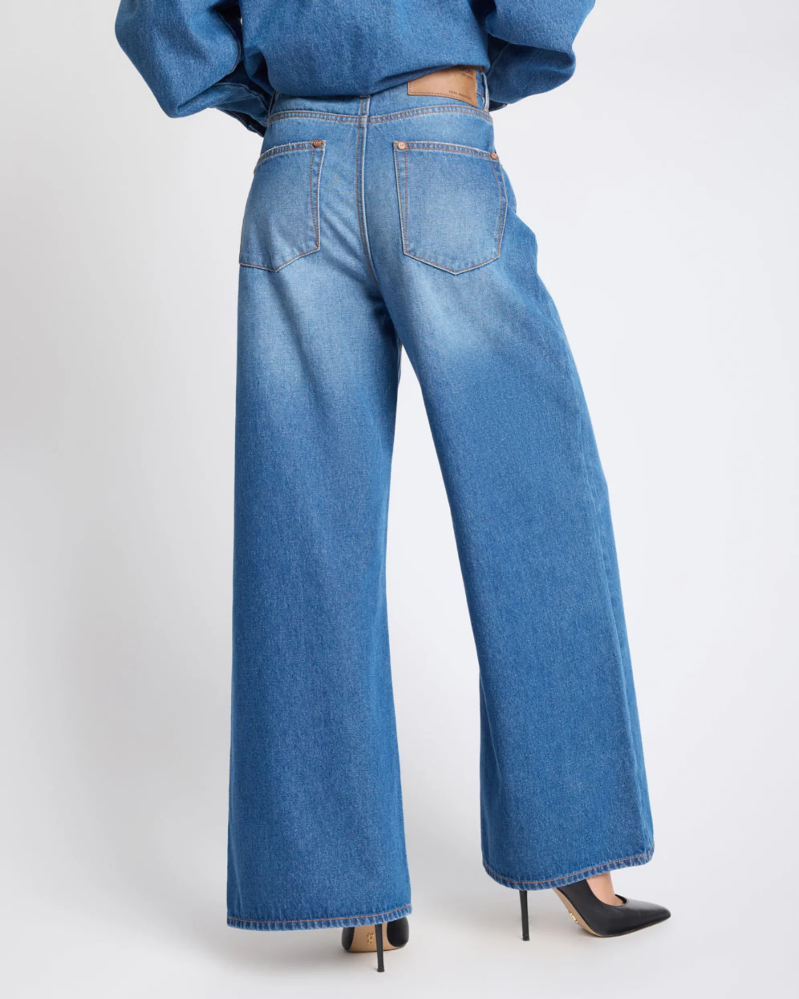 Love Machines Mid Waist Super Wide Leg Denim Jeans - Pacifica Blue - Image 6