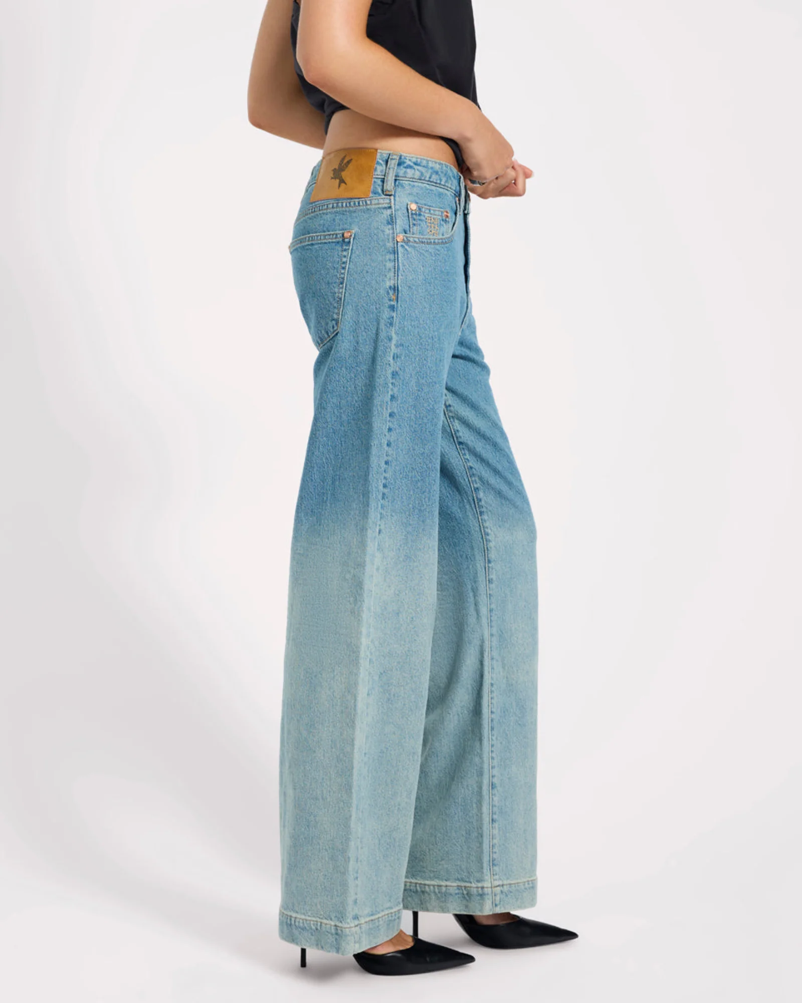 Low Riders Low Waist Wide Leg Denim Jeans - Texas Blue - Image 7