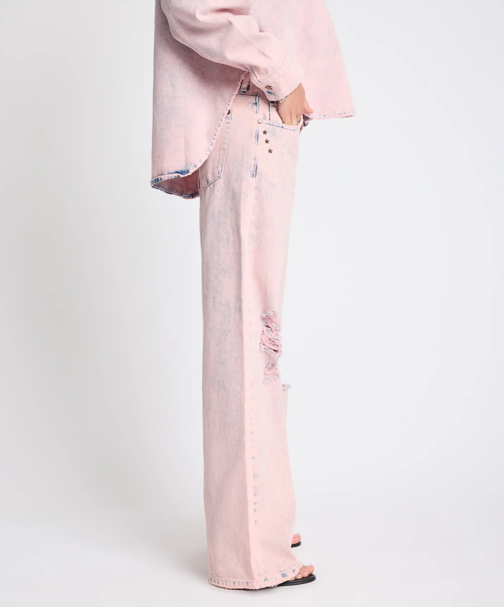 Low Riders Low Waist Wide Leg Denim Jeans - Pink Haze - Image 5