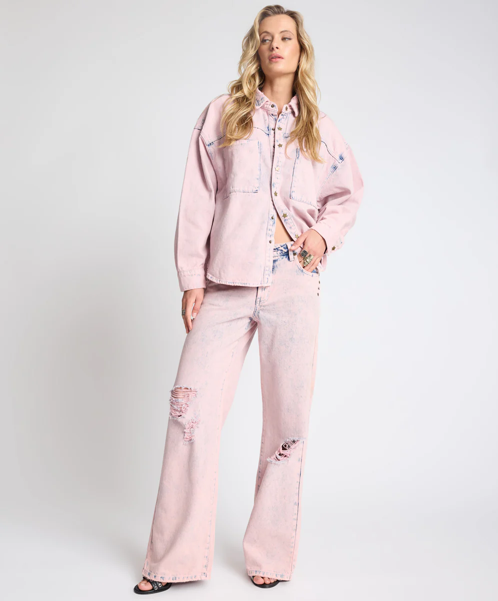 Low Riders Low Waist Wide Leg Denim Jeans - Pink Haze - Image 7