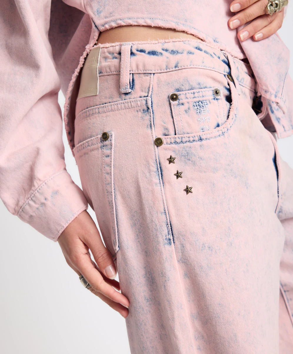 Low Riders Low Waist Wide Leg Denim Jeans - Pink Haze - Image 8