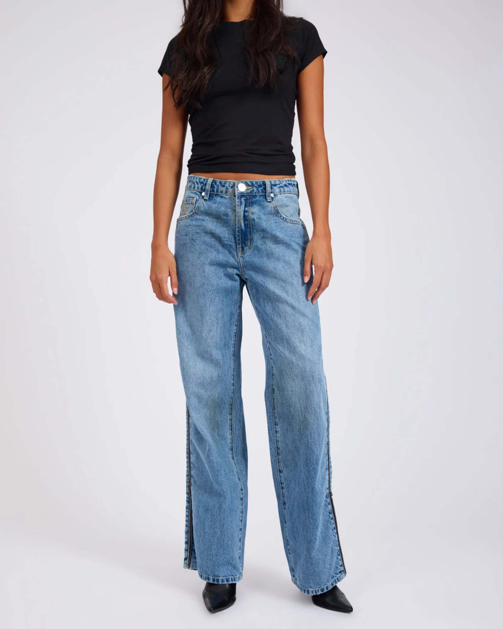 Low Riders Low Waist Wide Leg Zipped Denim Jeans - Image 5