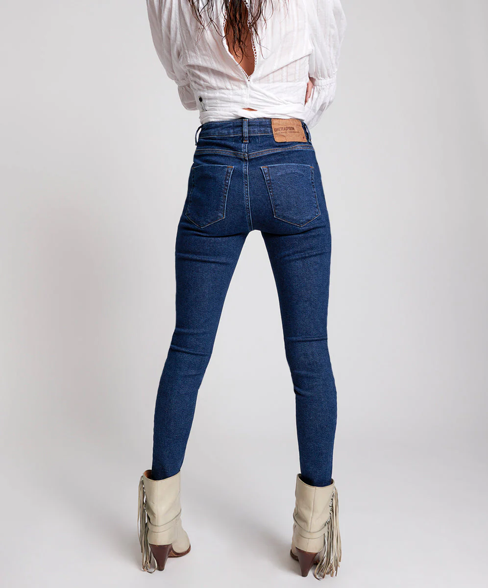 Freebirds II Super High Waist Stretch Skinny Denim Jeans - Manhattan Blue - Image 4