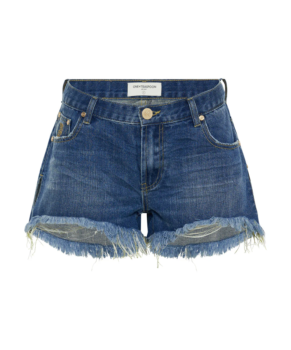 Marlons Low Waist Boyfriend Denim Shorts - Image 6